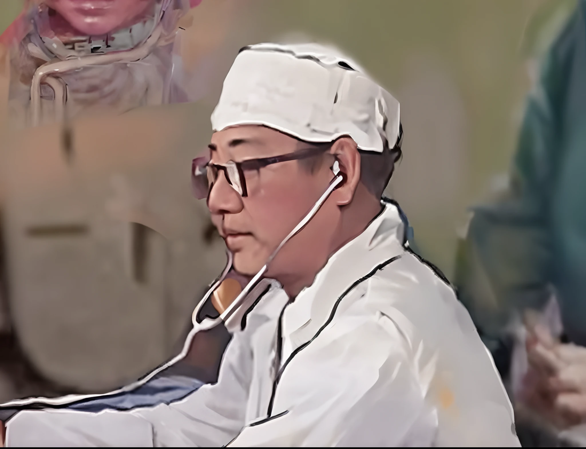 The doctor uses a stethoscope to examine a drawing of the patient's heartbeat, ssmile, inspired by Kim Hwan-gi, kim jung giu, kim jung gi style, jung gi kim, kim jung giu, Kim Jong Il - One Day, surgeon, yukio - e, inspired by Oka Yasutomo