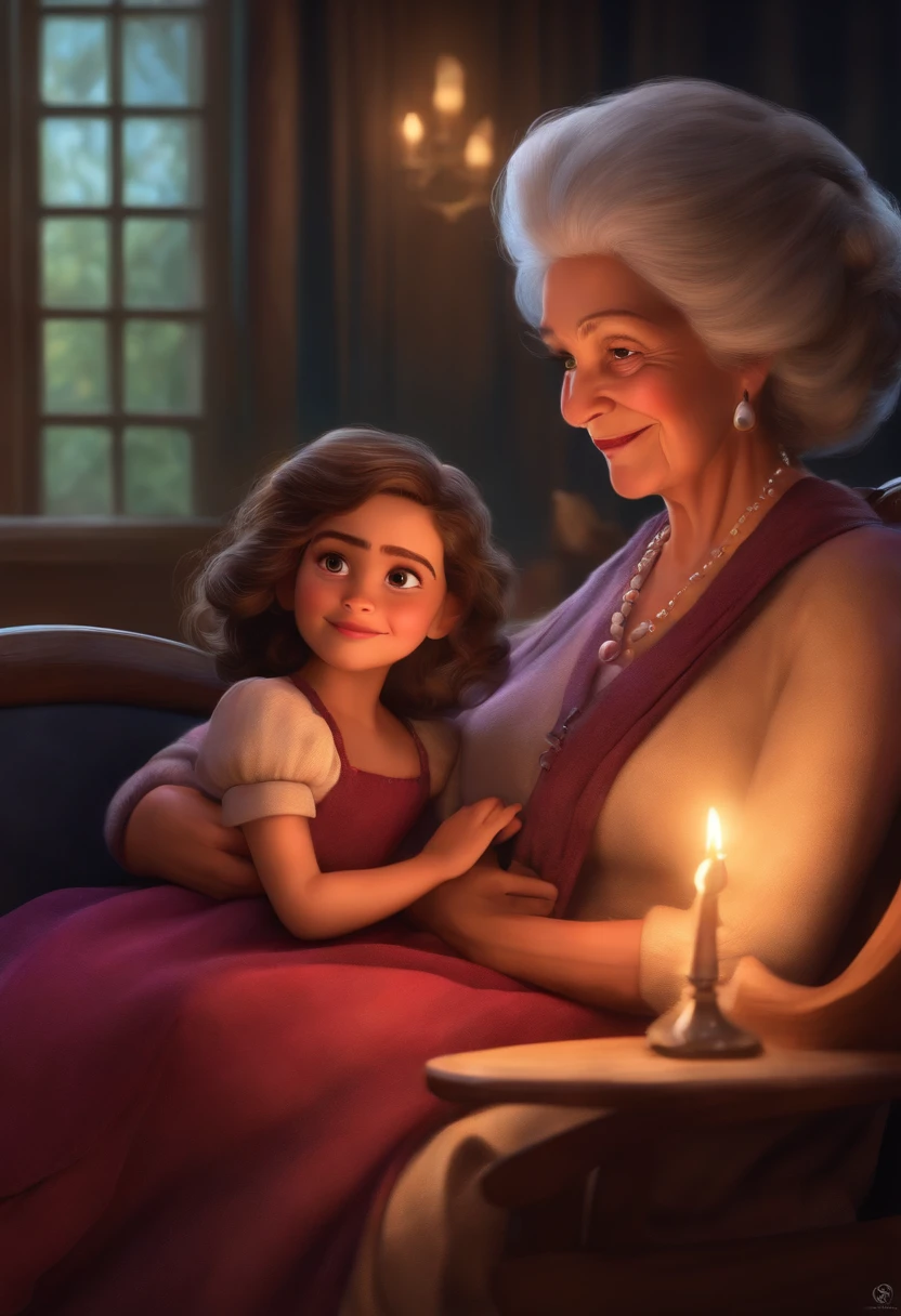 Your grandmother with her granddaughter on her lap, Disney Pixar