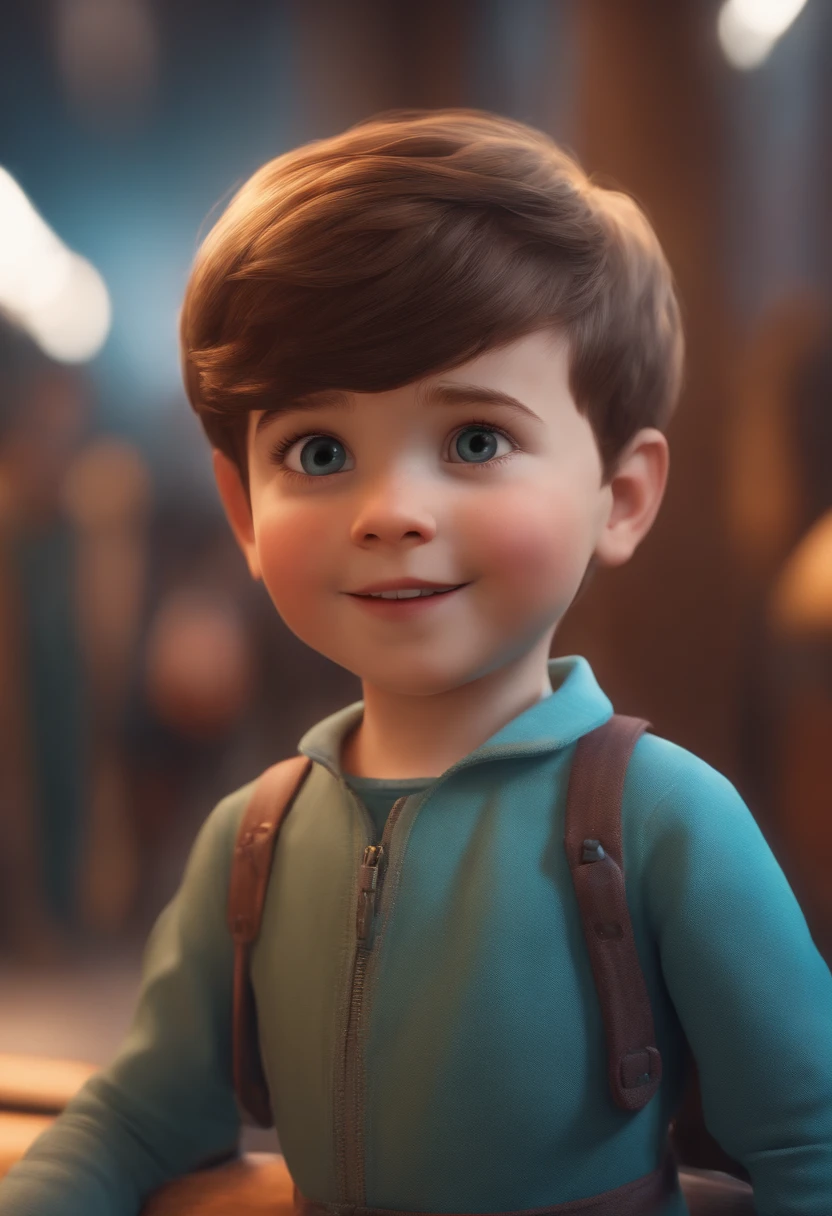 a happy cute standing short hair, vestindo uma fantasia espacial, , fundo branco, barnet, Tom, Estilo Pixar, ....3d, desenhos animados, rosto detalhado, asymmetrical 16k