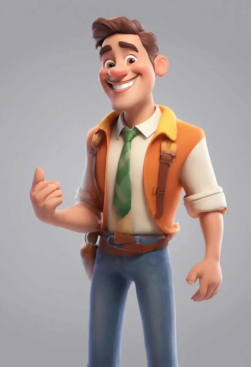 Smiling Man Illustration, sorriso insano, Homem de pele marrom com um sorriso gigante, happily smiling at the camera, sorriso atrevido, he's smiling, sorriso muito grande, Macho sorridente, foto de perfil headshot, rindo sorriso enorme, desenhando no estilo de Arte 3D, c4d, fundo de cor branco puro, estilo disney, estilo pixar render ilustracao Super Detalhe, 8k