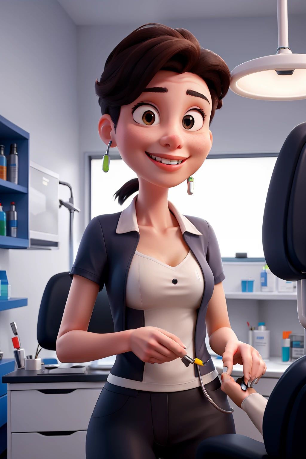 Mulher, Dentist in a futuristic dental office.
