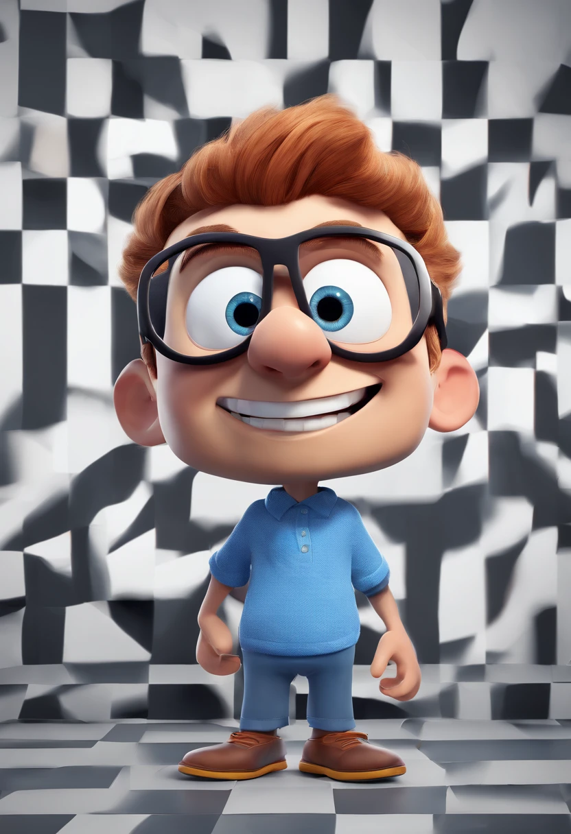 Cartoon character of a man with black glasses and a blue shirt, animation character, Caractere estilizado, animation style rendering, 3D estilizado, Arnold Maya render, 3 d render stylized, toon render keyshot, Personagem 3D, Personagem 3D, 3d rendering stylized, 3 d character render, personagem de desenho animado, Personagem de close up, Pose de personagem, (Estilo Pixar) (master part:1.2) (Bokeh) (best quality) (pele detalhada) (textura detalhada) (8k) (argila) (Cinematic lighting) (foco nítido