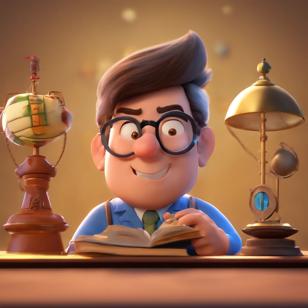 Create a Pixar-inspired poster with the character as a prosecutor