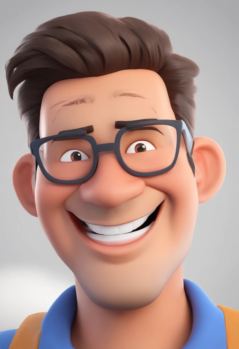 Smiling Man Illustration, sorriso insano, Homem de pele marrom com um sorriso gigante, happily smiling at the camera, sorriso atrevido, he's smiling, sorriso muito grande, Macho sorridente, foto de perfil headshot, rindo sorriso enorme, desenhando no estilo de Arte 3D, c4d, fundo de cor branco puro, estilo disney, estilo pixar render ilustracao Super Detalhe, 8k