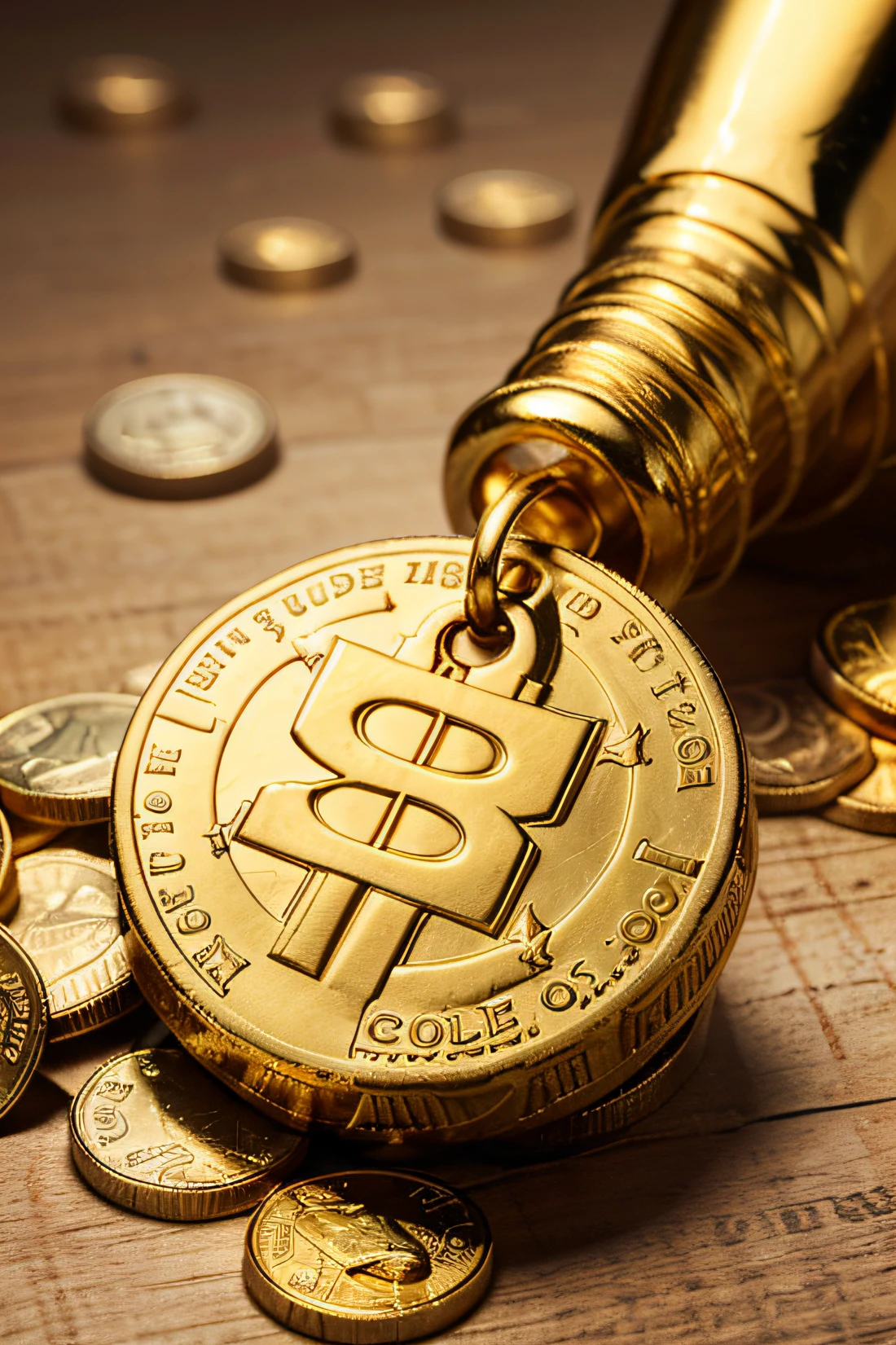 Background: A background with a pile of golden coins and currency notes, suggesting abundance and wealth.
Foreground: An elegant, gold-edged key with the word "Success" inscribed on it.