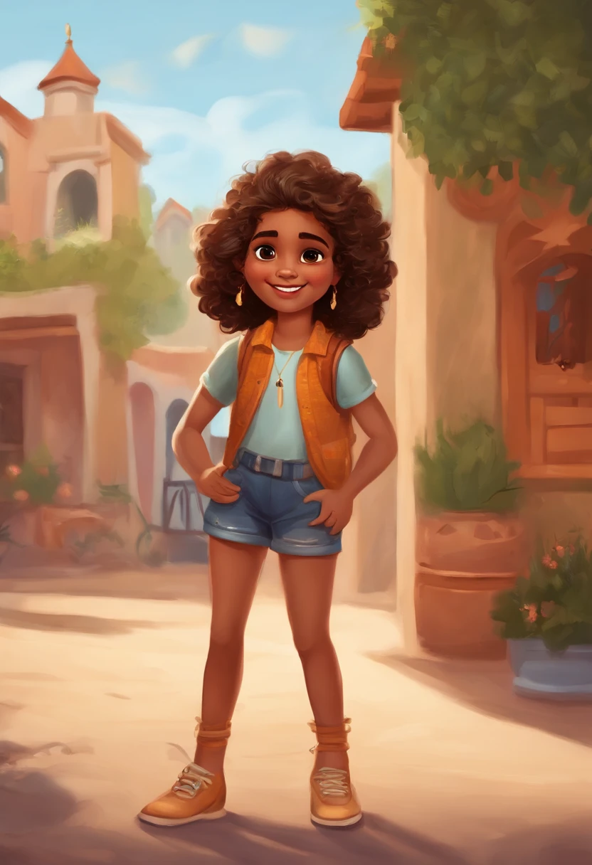crie um banner no estilo Pixar. A boy with Indian features, moreno pardo com cabelos curtos, Castanhos escuros, Curly and slightly grayish appearance, mas jovem, usando uma camiseta, Wearing jeans and holding a classical guitar with 7 strings.There's one with a ponytail,Menina com cabelo laranja, lovely digital painting, adorable digital art, arte digital detalhada bonito, pintura realista da menina bonito, personagem bonito dos desenhos animados, kawaii retrato realista, desenho animado bonito, Cara jovem e fofa, retrato bonito, desenhos animados bonito, arte de pintura digital dos desenhos animados, meninas kawaii bonito, personagem bonito, retrato bonito-fino-face, lovely expression,(head portrait,Retrato)