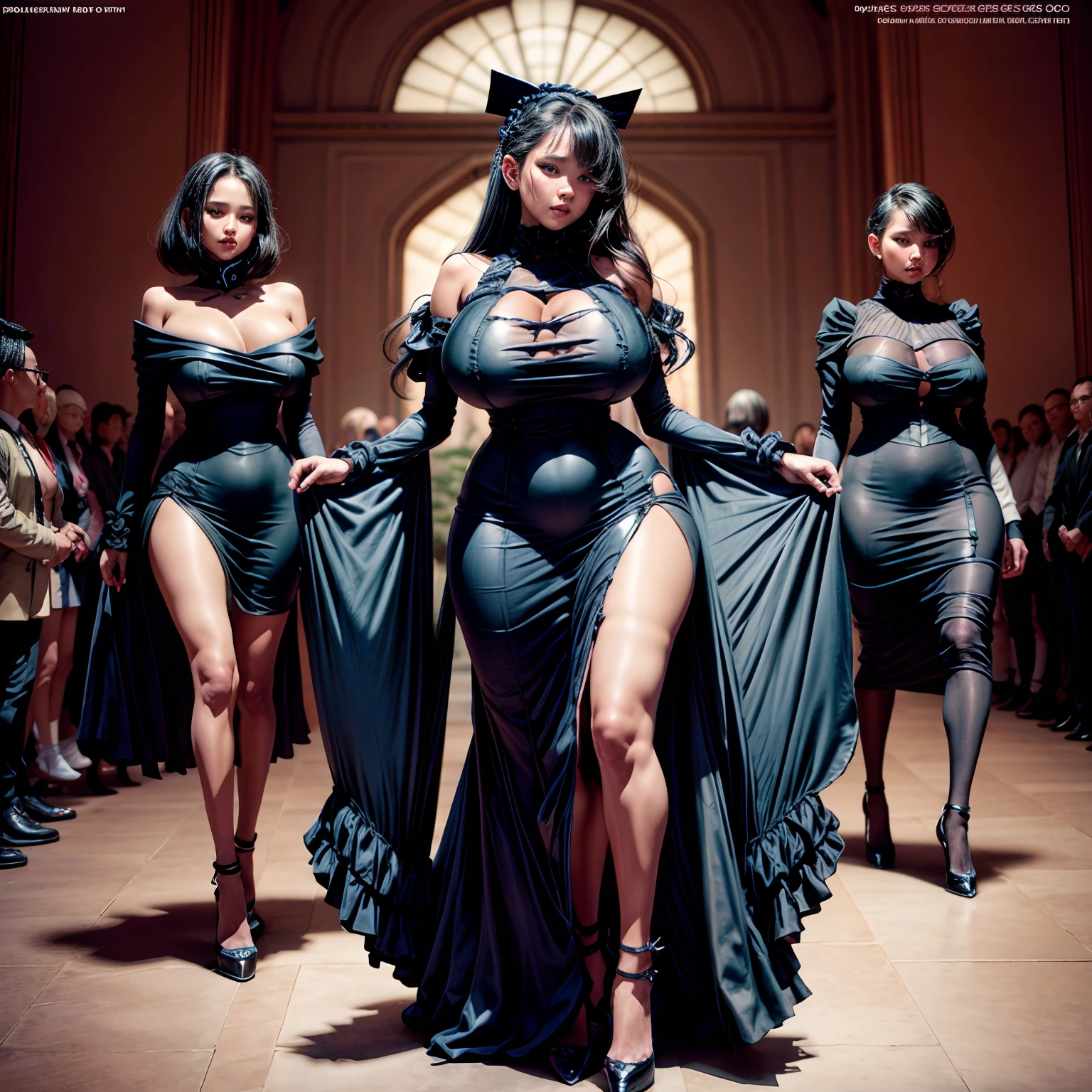 Fashion show , full body shot, dresses, giga_busty