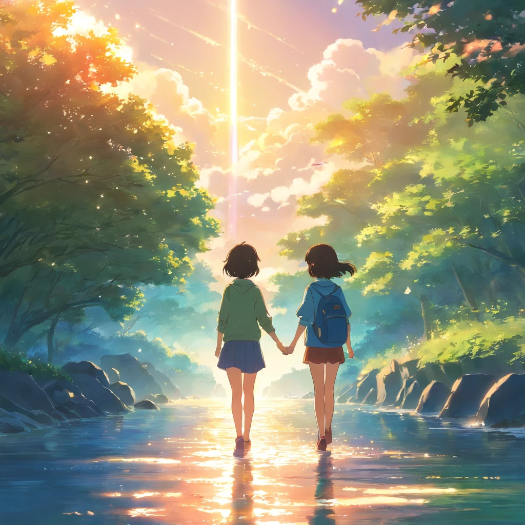 tmasterpiece,melhor qualidade,cinematic Film still from,1st grade,floating into the sky,clivagem em close-up,brilhantemente,alegria,warm and gentle lighting,the sunset,(Spark of Light:0.7)