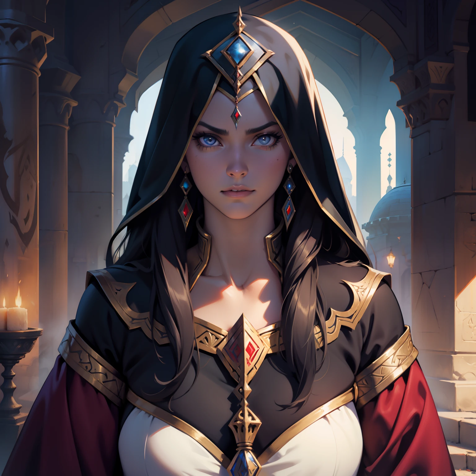 Castlevania lord of the shadows hyper realistic moroccan Islamic princesse very Beautiful portrait zoom faces hyper realistic super detailed