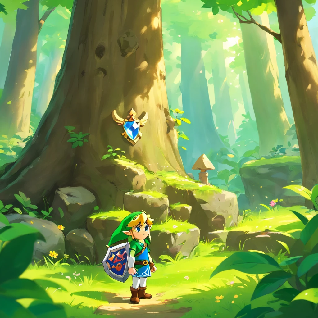 In an ancient forest,The little boy and the cow found the gem that sparkled with light