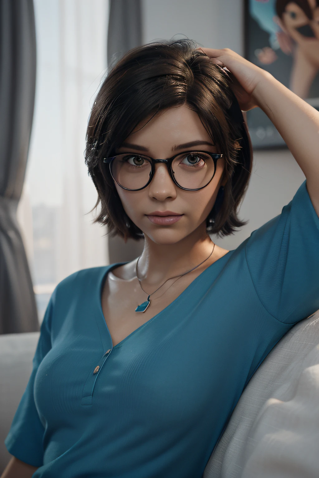 Cartoon character of a man with black glasses and a blue shirt, animation character, Caractere estilizado, animation style rendering, 3D estilizado, Arnold Maya render, 3 d render stylized, toon render keyshot, Personagem 3D, Personagem 3D, 3d rendering stylized, 3 d character render, personagem de desenho animado, Personagem de close up, Pose de personagem,  (Estilo Pixar) (master part:1.2) (Bokeh) (best quality) (pele detalhada) (textura detalhada) (8k) (argila) (Cinematic lighting) (foco nítido