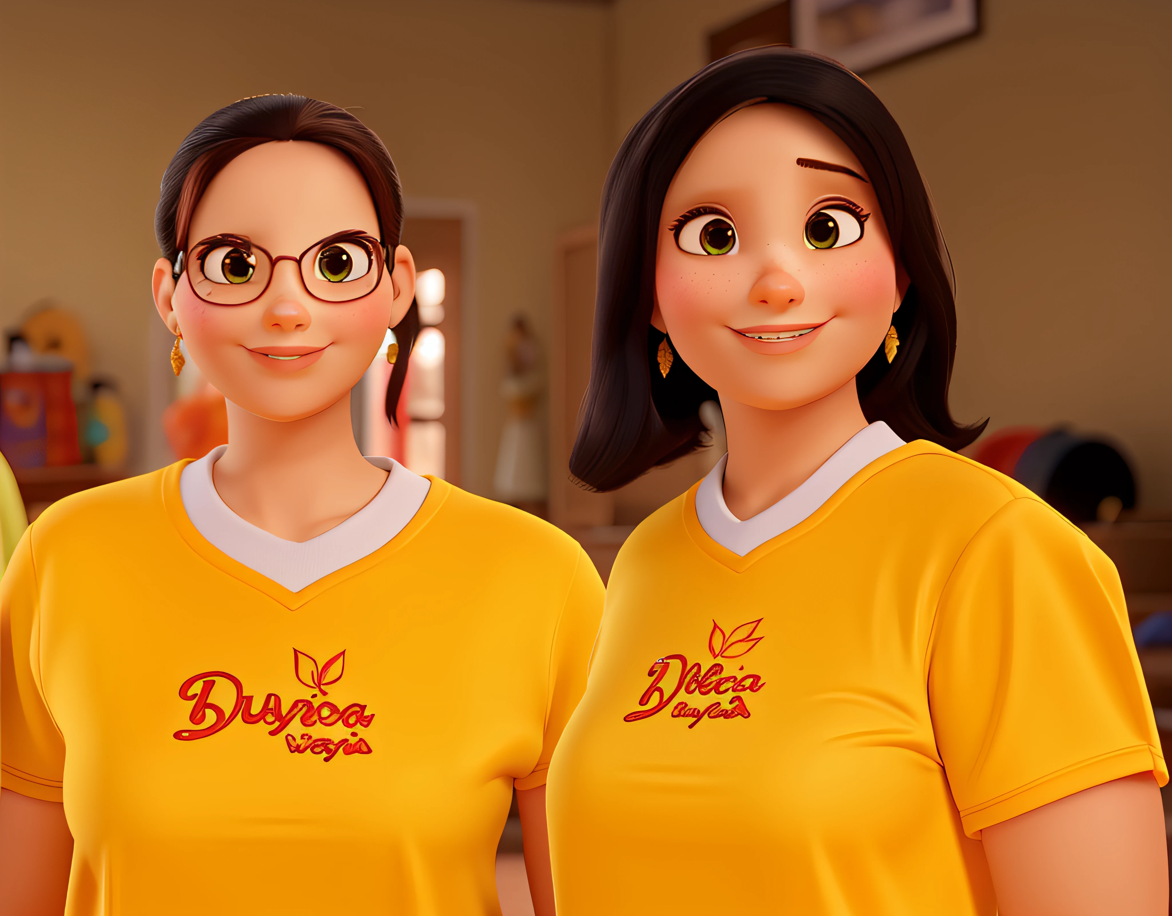 Duas mulheres, estilo pixar, alta qualidade, melhor qualidade