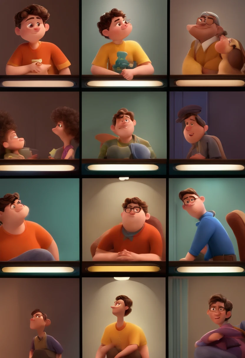 Imagem de um em formato Pixar, He's tall, He's the class leader, He's outgoing, Playful and gets up for a lot of things
