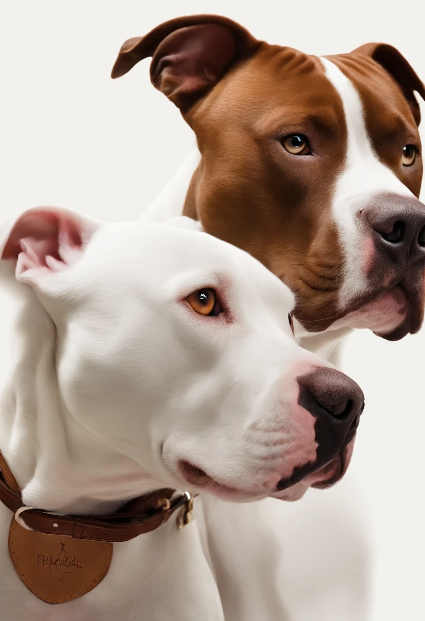 Imagem de um pitbull branco com manchas marrons etilo pixar