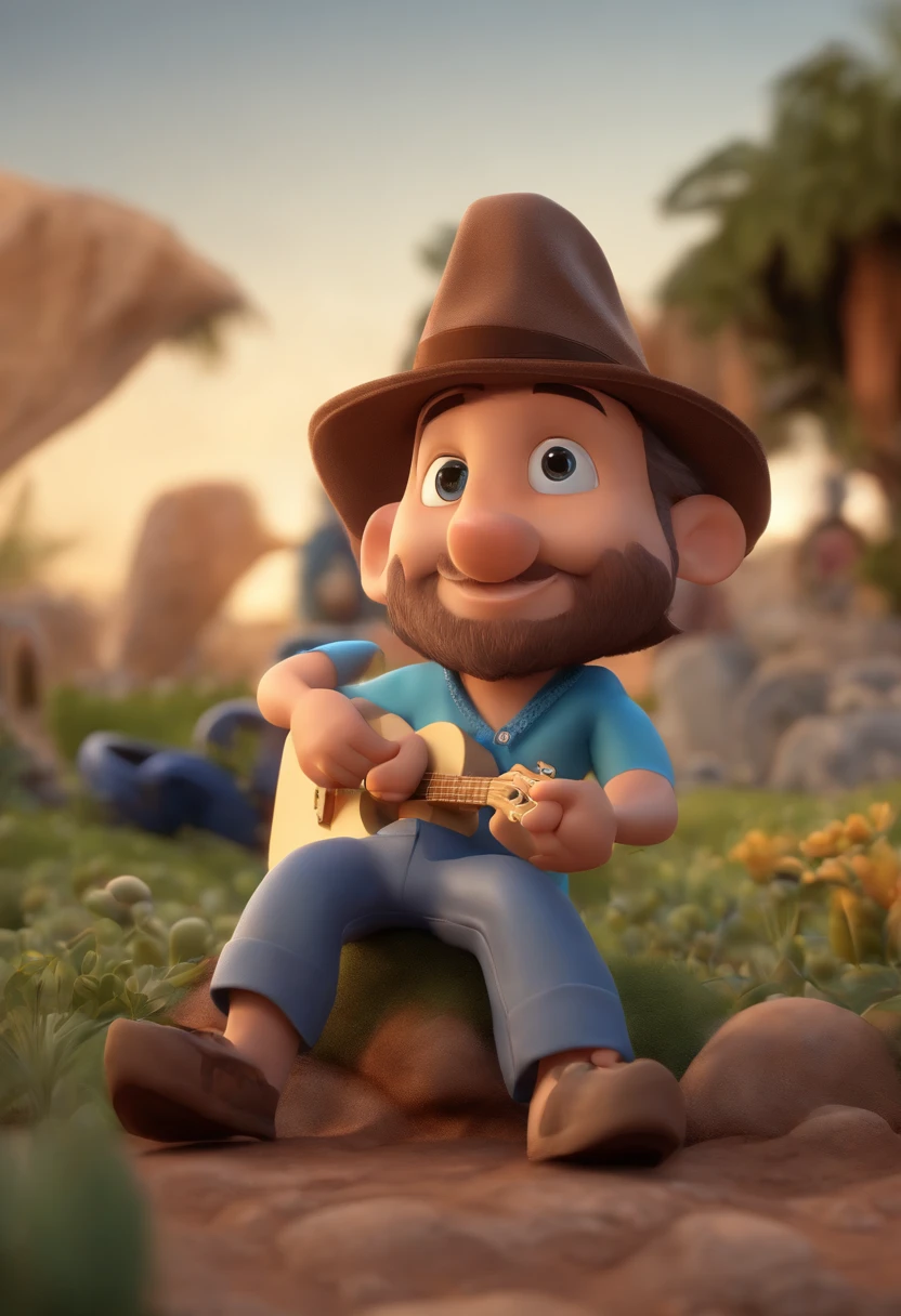 Personagem dos desenhos animados, Rufus o Lenhador, com barba com camisa xadrez, roqueiro, tocando Guitarra Stratocaster, White man standing, animation character, Caractere estilizado, animation style rendering, 3D estilizado, Arnold Maya render, 3 d render stylized , toon render keyshot, Personagem 3D, Personagem 3D, 3d rendering stylized, 3 d character render, personagem de desenho animado, Personagem de close up, Pose de personagem, (Estilo Pixar) (master part:1.2) (Bokeh) (melhor qualidade) (pele detalhada) (specific texture) (8k) (argila) (Cinematic lighting) (foco nítido