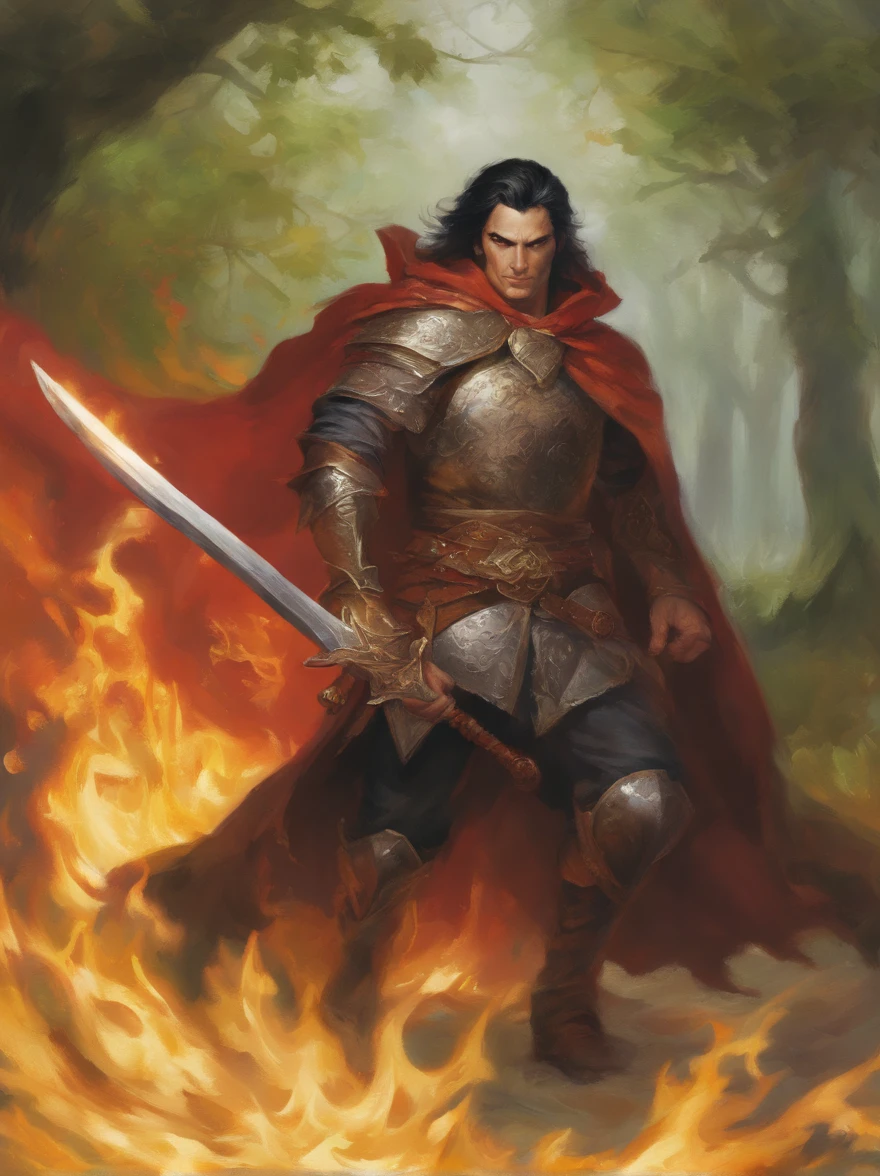 male, shada-kai, painting by donato giancola and ben templesmith, paladin, blçack eyes, short black hair, tall, with pale skin, mid age, using a great sword, black hair, no pupils, hollow eyes, evil smile, shaded