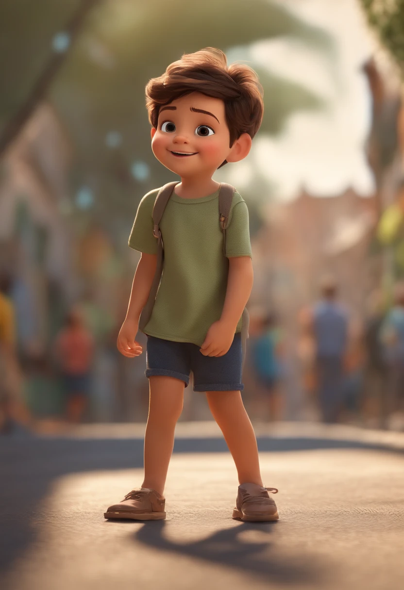 a happy cute  standing short hair, vestindo uma fantasia espacial, , fundo branco, barnet, Tom, Estilo Pixar, ....3d, desenhos animados, rosto detalhado, asymmetrical 16k