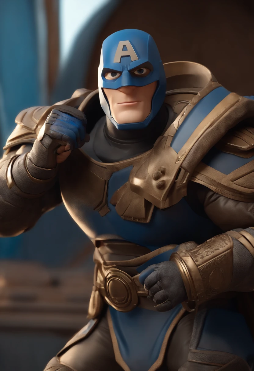 Personagem de desenho animado de um homem usando paleto azul royal com detalhe branco no bolso do paleto e uma camisa branca, um personagem animado, Caractere estilizado, animation style rendering, 3D estilizado, Arnold Maya render, 3 d render stylized, toon render keyshot, Personagem 3D, Personagem 3D, 3d rendering stylized, 3 d character render, personagem de desenho animado, Personagem de close up, Pose de personagem, (Estilo Pixar) (master part:1.2) (Bokeh) (best quality) (pele detalhada) (textura detalhada) (8k) (argila) (Cinematic lighting) (foco nítido,Senta e vaza a parte superior do corpo