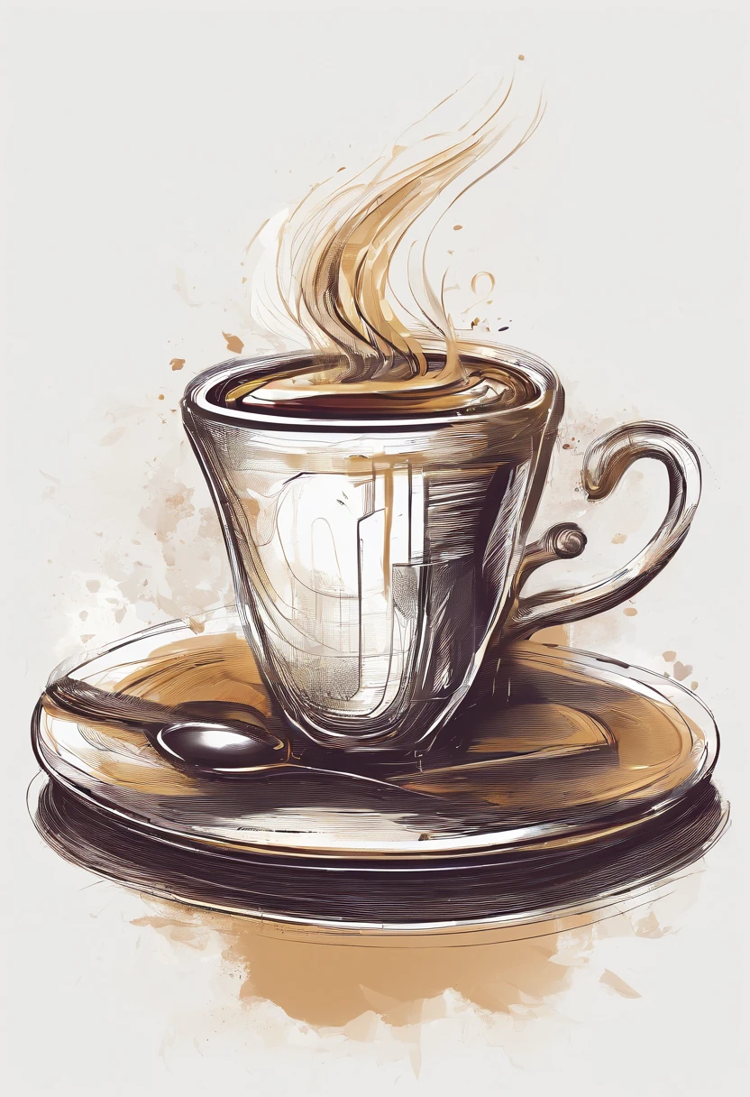 cup of coffe in vector style with white background