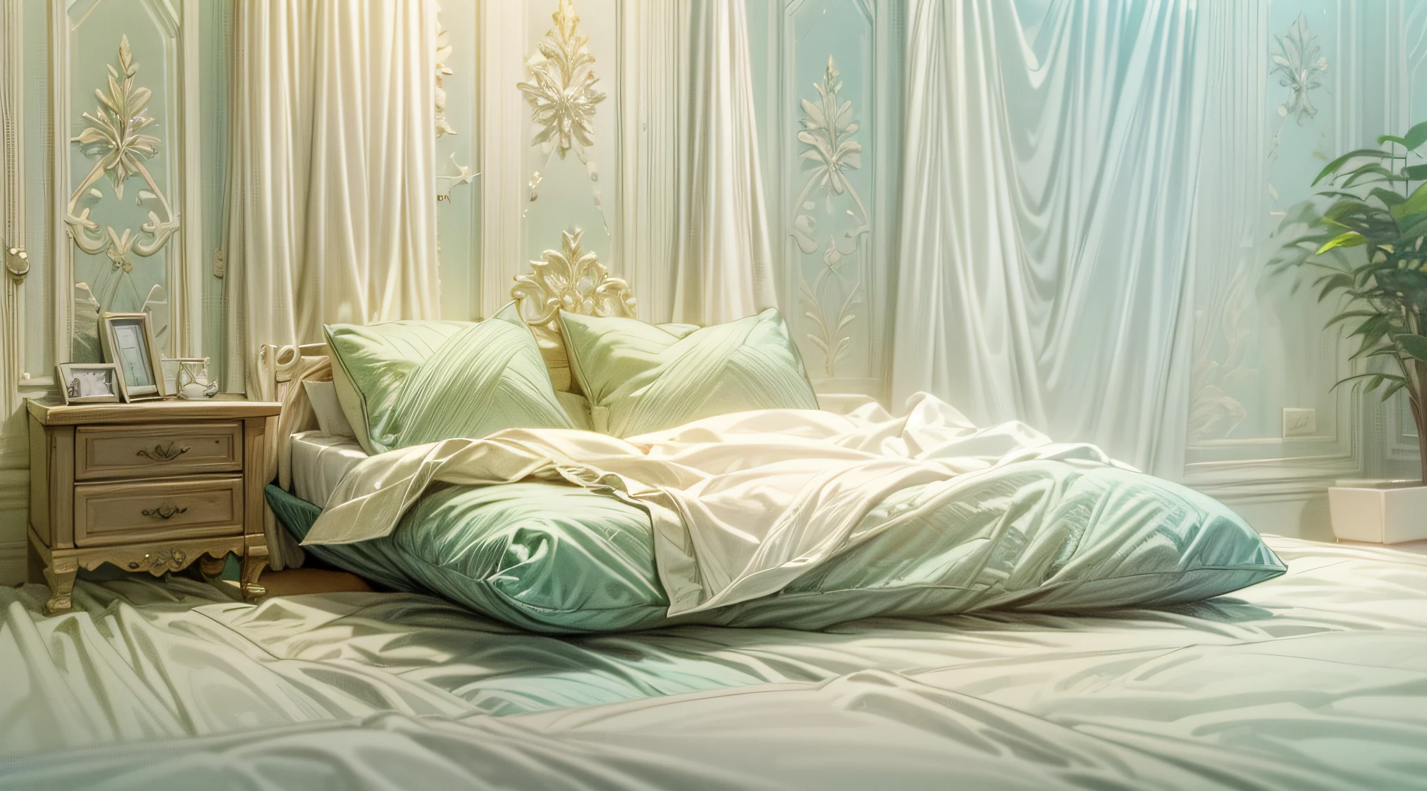 best quality, ultra-detailed, realistic, bedroom, cozy atmosphere, soft lighting, comfortable mattress, peaceful sleep, tranquil environment, dreamy ambiance, serene expression, gentle breath, quiet room, soothing colors, delicate features, flowing hair, realistic skin texture, soft pillow, minimalistic decor, tranquil scene, serene sleep, slight smile, natural beauty, calming vibes, restful sleep, peaceful dreams, blissful relaxation, gentle touch, calmness and serenity, quiet and serene, peaceful slumber