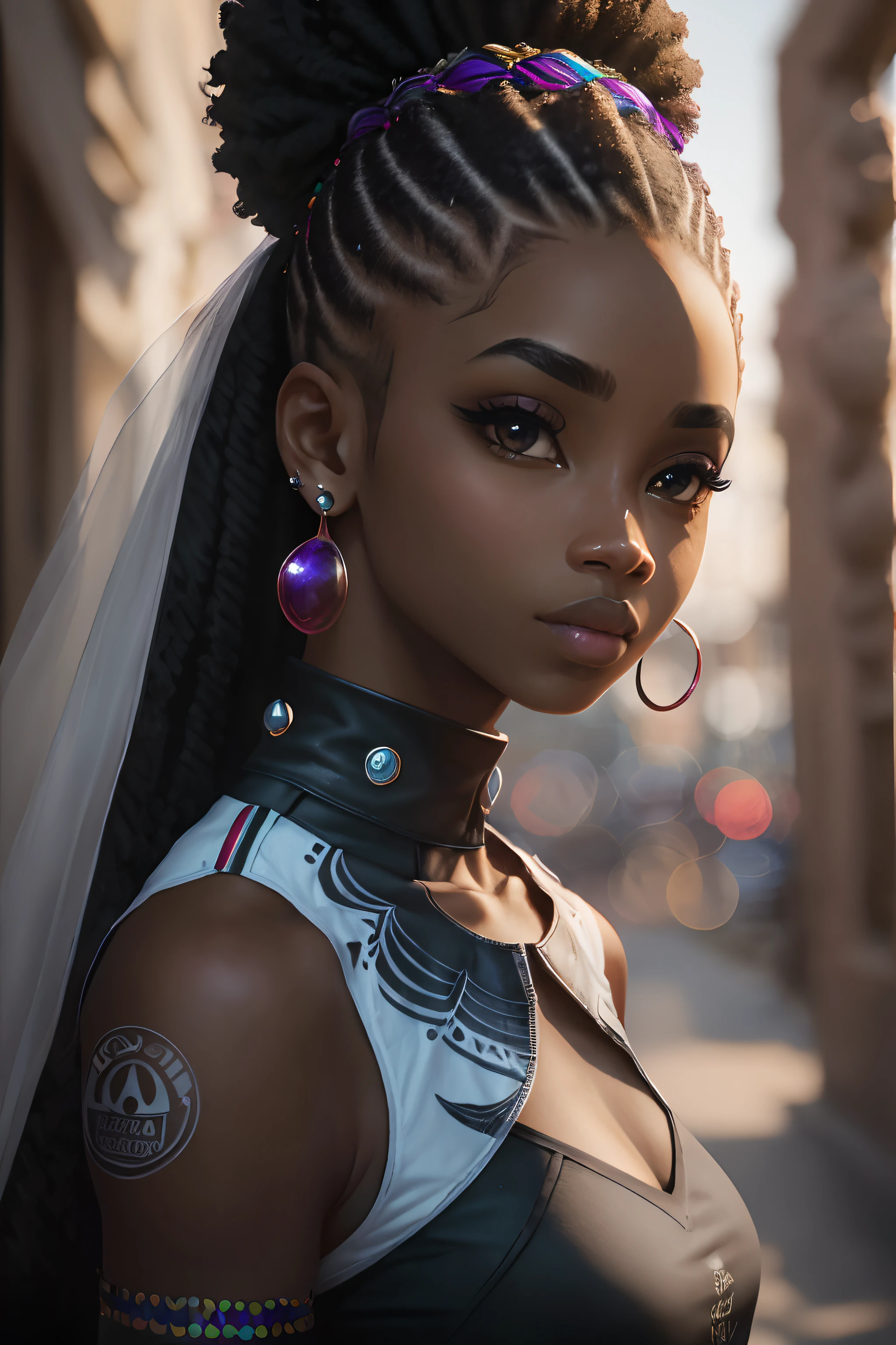 obra-prima, melhor qualidade, ultra-detalhado, 8K, luz detalhada, sombra detalhada, RAW, (pele detalhada), (realista: 1.2), 1 Mulher negra (afrodescendente), natural da africana, pele negra, sensual, pele refinada, rosto, unhas, cabelos encaracolados, olhando para o visualizador, piercing, fundo niquelado, boca fechada, olhos castanhos escuros, esmalte de unha vermelho,-auto