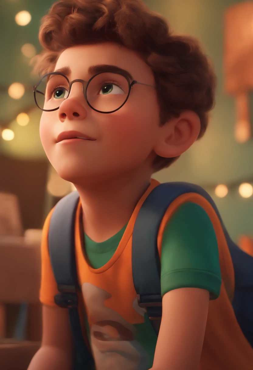 Image of a boy for a story in a YouTube video in Pixar format, He's the little allabester, He's the class leader, He's outgoing, Playful and gets up for a lot of things, cabelo curto