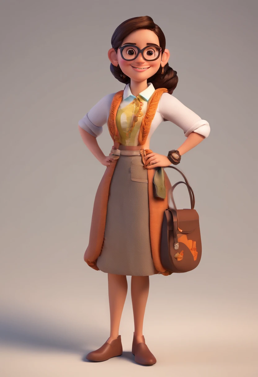 Estilo Pixar: uma mulher jovem, escura, That braided and locks , bespectacled, 3D,Disney
