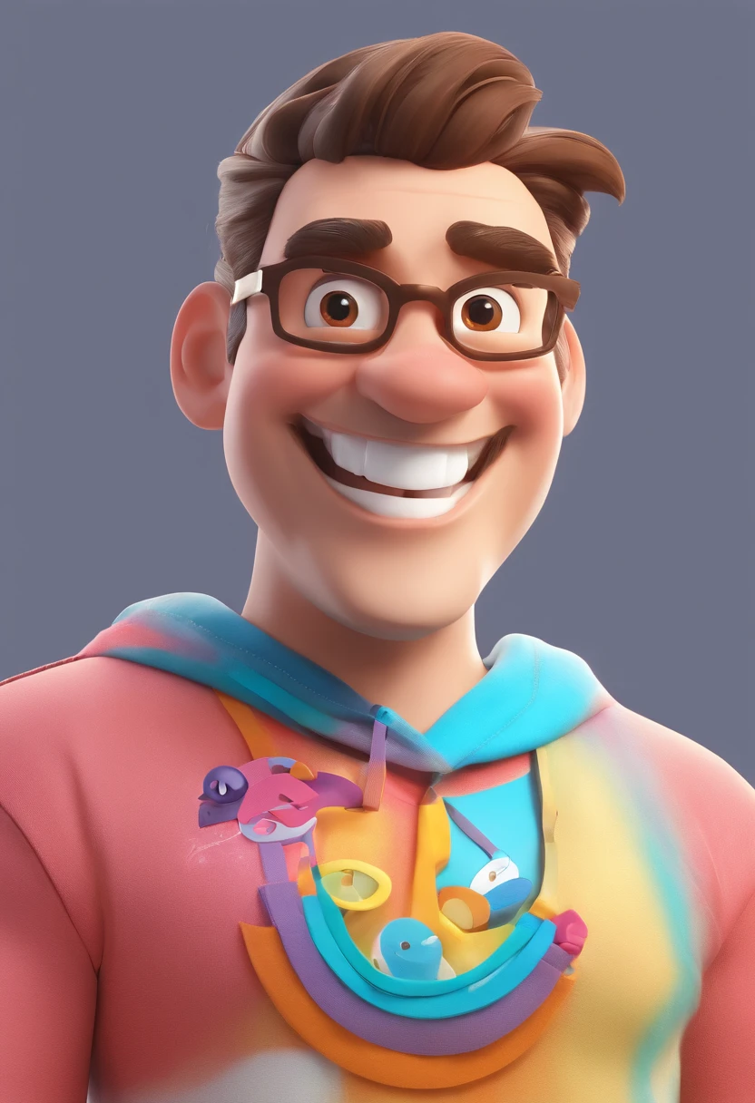 Smiling Man Illustration, sorriso insano, Homem de pele marrom com um sorriso gigante, happily smiling at the camera, sorriso atrevido, he's smiling, sorriso muito grande, Macho sorridente, foto de perfil headshot, rindo sorriso enorme, desenhando no estilo de Arte 3D, c4d, fundo de cor branco puro, estilo disney, estilo pixar render ilustracao Super Detalhe, 8k
