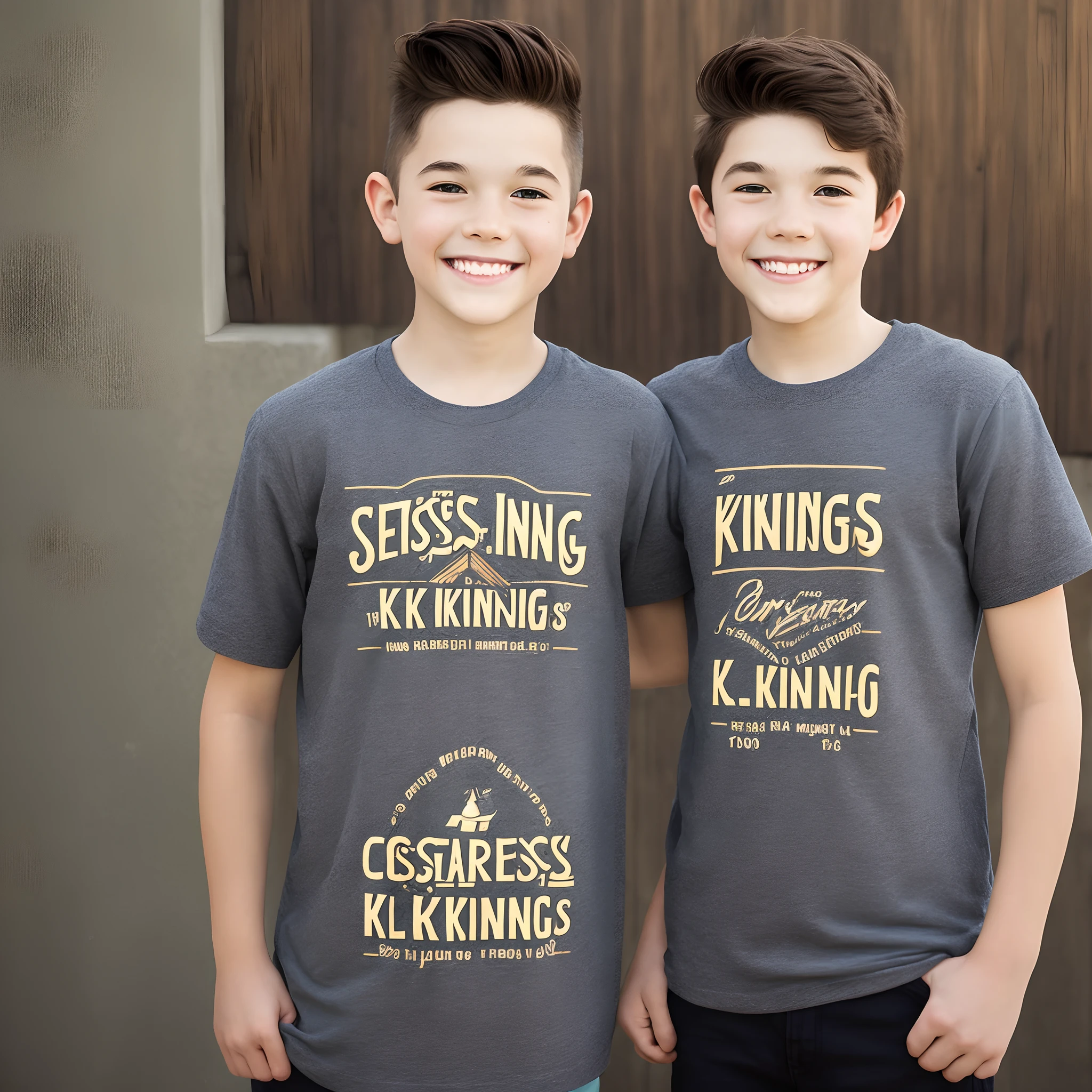 Garoto ruivo de 16 anos, cabelo curto e cacheado, corte americano no cabelo, olhos castanhos, magro. Usando uma camiseta preta com uma estampa branca escrito "Jesus is King". Sentado numa cadeira tocando teclado. Behind him is Jesus smiling. Make art with Pixar animation