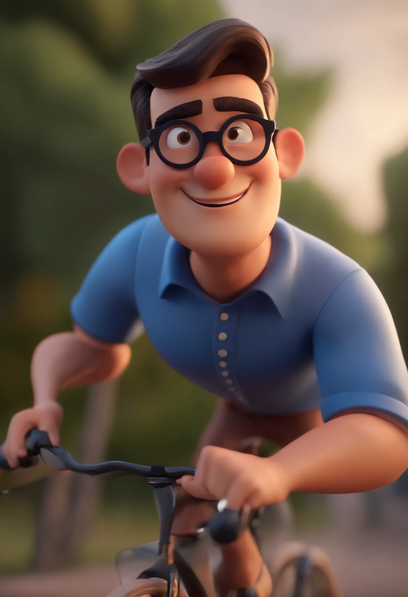 Cartoon character of a man with black glasses and a blue shirt, animation character, Caractere estilizado, animation style rendering, 3D estilizado, Arnold Maya render, 3 d render stylized, toon render keyshot, Personagem 3D, Personagem 3D, 3d rendering stylized, 3 d character render, personagem de desenho animado, Personagem de close up, Pose de personagem, (Estilo Pixar) (master part:1.2) (Bokeh) (best quality) (pele detalhada) (textura detalhada) (8k) (argila) (Cinematic lighting) (foco nítido