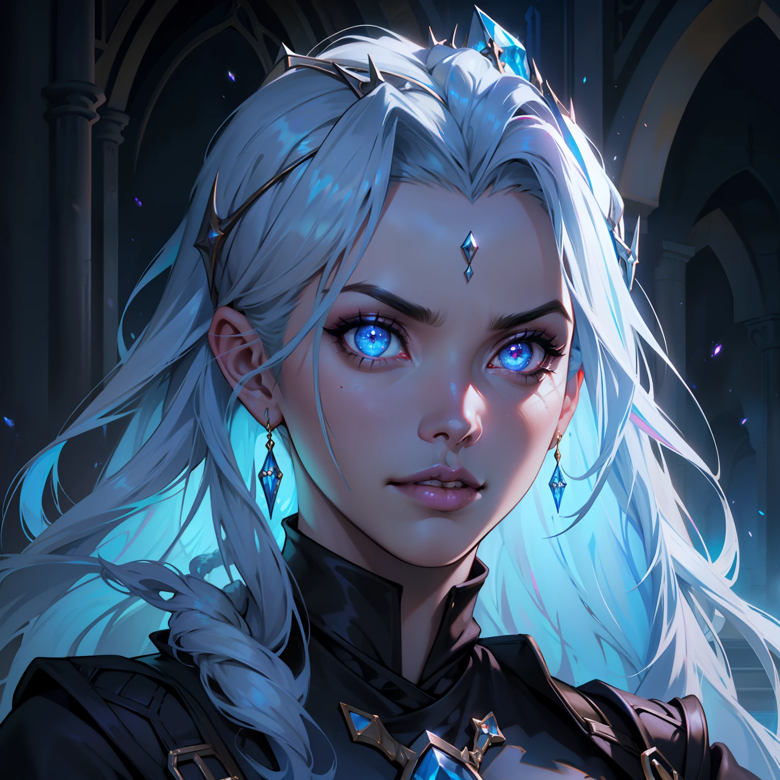 Castlevania seigneur de l’ombre hyper réaliste marocaine princesse islamique très beau portrait zoom visages hyper réaliste super détaillé hyper realistic super detailed faces glowing crystal eyes hyper realistic evil look