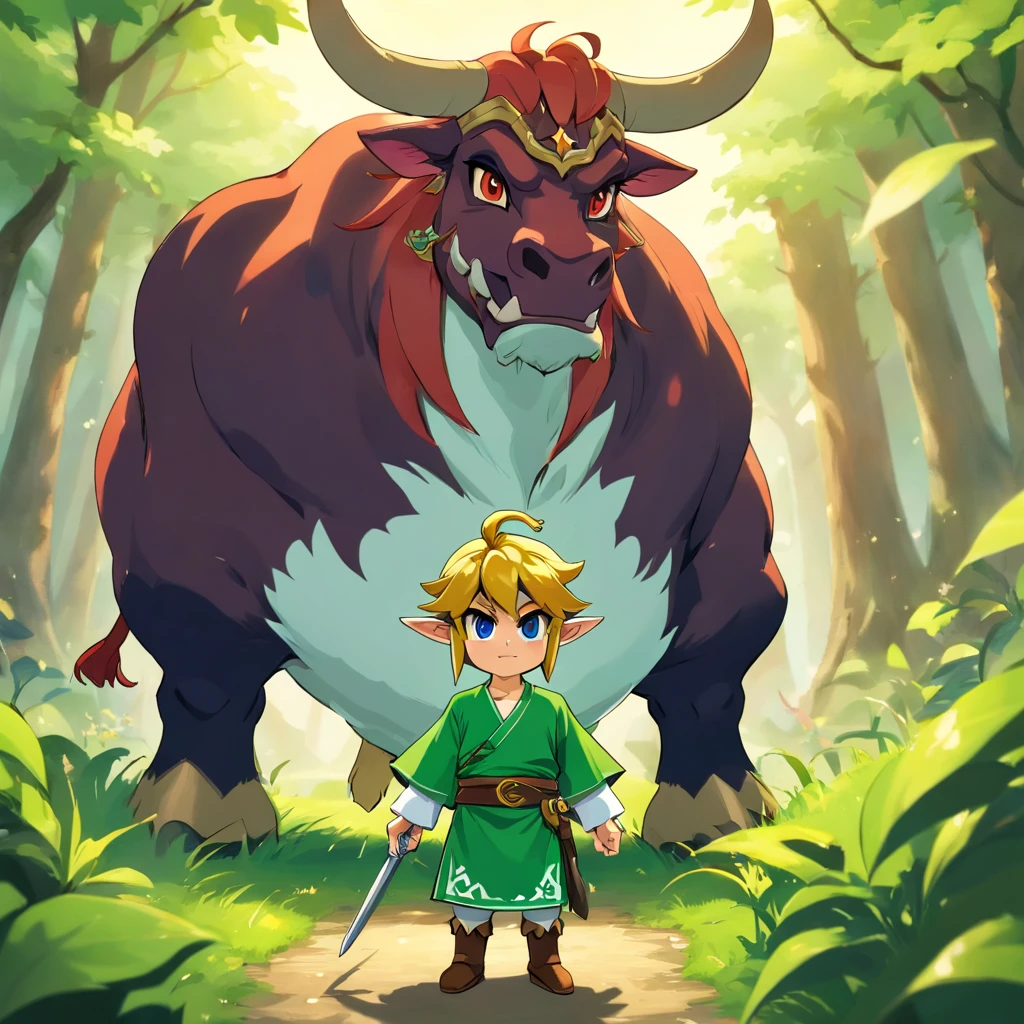 The Great Demon King Youkai has appeared,And stared at the little boy and the cow