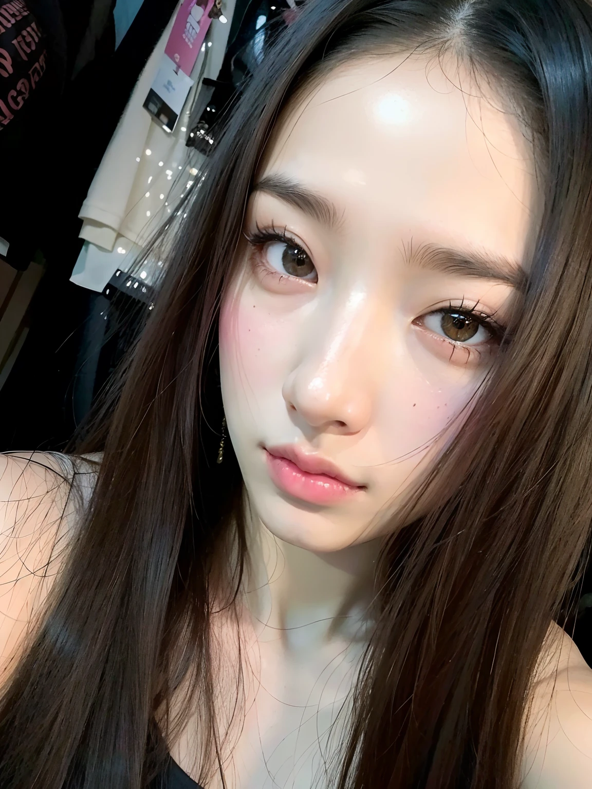 Arafed Mujer con cabello largo y un top negro posando para una foto, dilraba dilmurat, Jisoo de Blackpink, Jisoo de Blackpink, Cara linda clara, ulzzang, chica linda-fina-cara, con cara linda - fina -, Sha Xi, Hermosa cara de chicas japonesas, Chiho, Wan adorable cara coreana, 8k selfie photograph