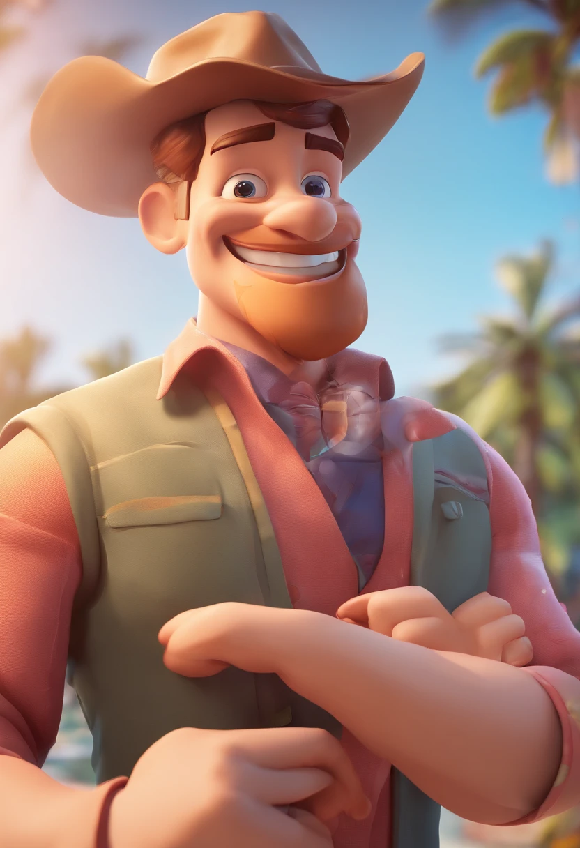 Smiling Man Illustration, sorriso insano, Homem de pele marrom com um sorriso gigante, happily smiling at the camera, sorriso atrevido, he's smiling, sorriso muito grande, Macho sorridente, foto de perfil headshot, rindo sorriso enorme, desenhando no estilo de Arte 3D, c4d, fundo de cor branco puro, estilo disney, estilo pixar render ilustracao Super Detalhe, 8k