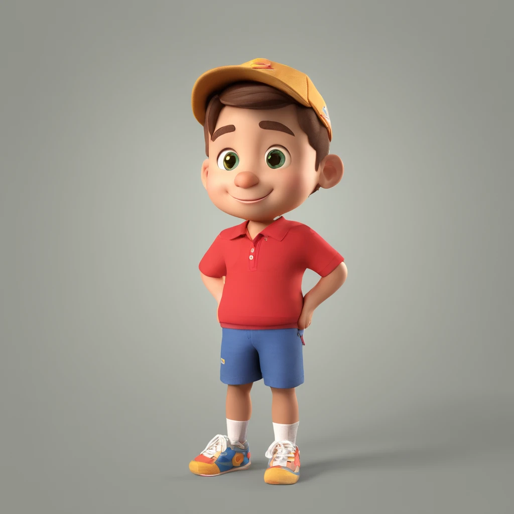 Arthur, menino de 7 anos, muito feliz, com roupa de brasileiro.