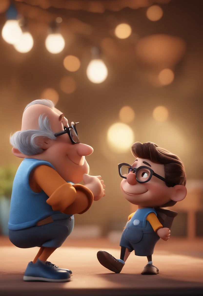 Cartoon character of a man with black glasses and a blue shirt, animation character, Caractere estilizado, animation style rendering, 3D estilizado, Arnold Maya render, 3 d render stylized, toon render keyshot, Personagem 3D, Personagem 3D, 3d rendering stylized, 3 d character render, personagem de desenho animado, Personagem de close up, Pose de personagem, (Estilo Pixar) (master part:1.2) (Bokeh) (best quality) (pele detalhada) (textura detalhada) (8k) (argila) (Cinematic lighting) (foco nítido