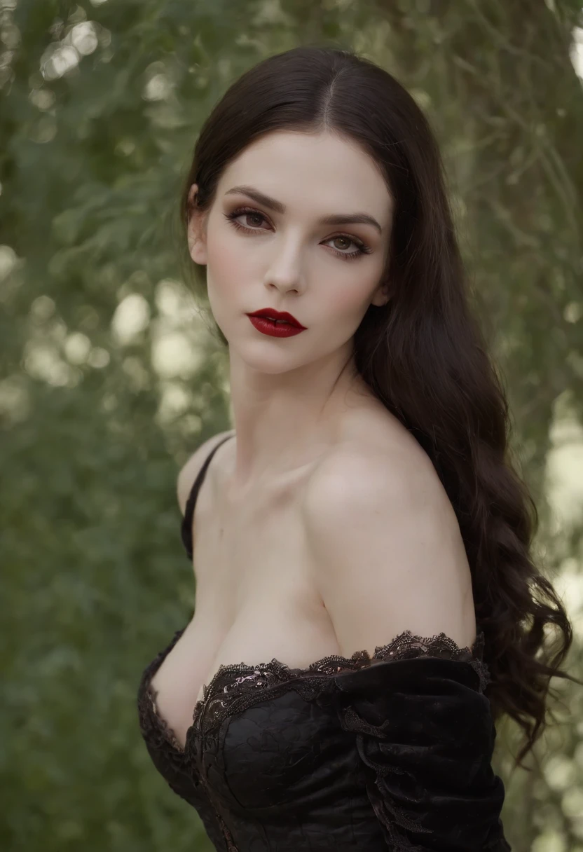 1 Vampiros, (hembra:0.8), Colmillos venenosos, sangre, Mordeduras en el cuello, Pale skin, ojos intensos, Alluring expression, (goteo de sangre:1.2), (erotic environment:1.3), Cabello OSCURO, Cabello largo y suelto, (vestido de encaje negro:1.2), (hombros recortados:0.9), (red corset:1.1), (Ropa rasgada:0.8), (pose seductora:1.2), (Gimiendo:1.4), (Luz de la luna:1.3), (Gothic setting:1.2), (Antecedentes inquietantes:1.1), (levantar una pierna:1.2), (labios brillantes:0.9), (Susurra dulcemente:1.2), (sensual lighting:1.3), (nails long:1.1), (Heavy atmosphere:1.2), (Un toque persistente:1.3), (Erotic tension:1.4).