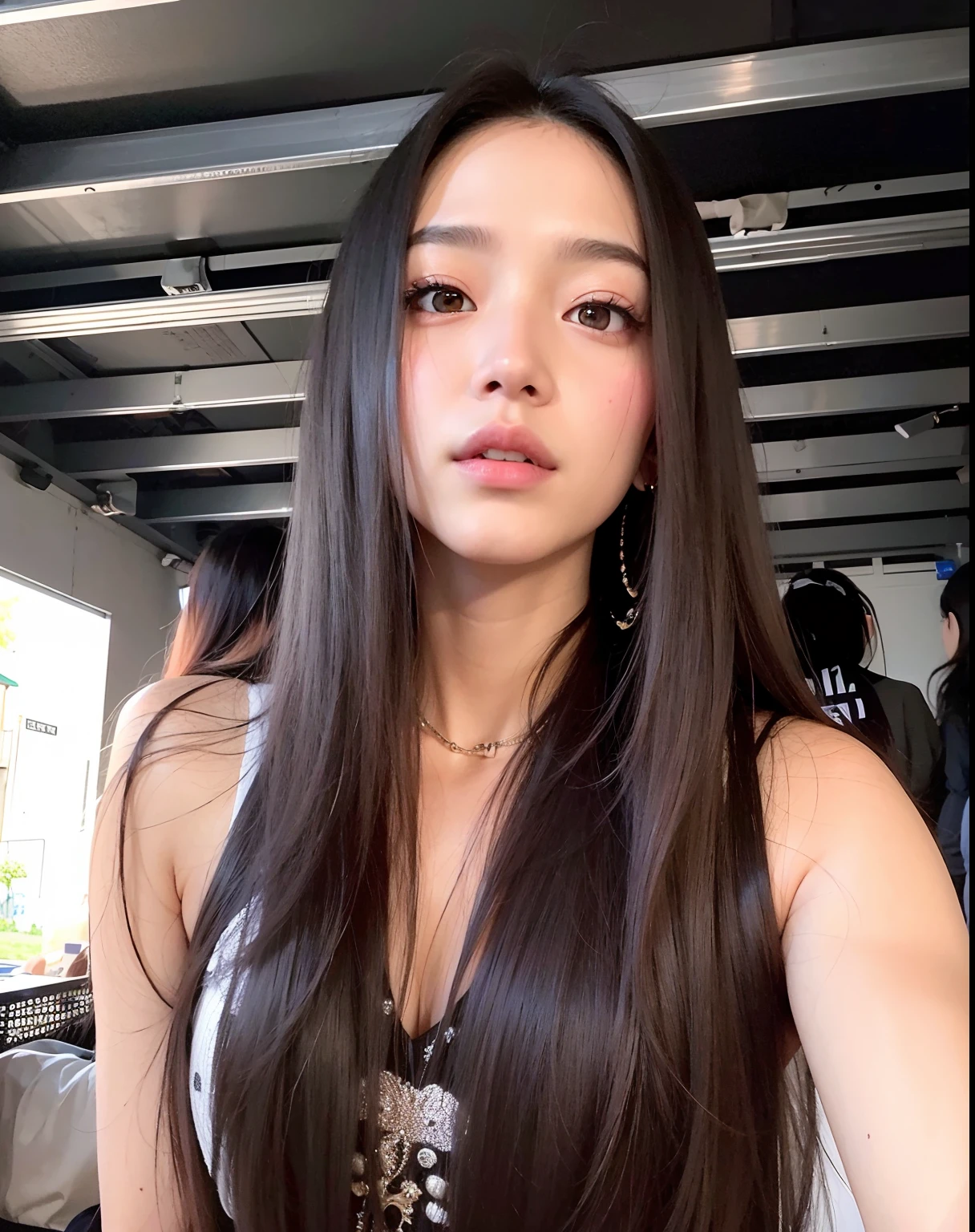 mujer con el pelo largo y oscuro y un collar, Jisoo de Blackpink, Jossi de Blackpink, Jisoo de Blackpink, Blackpink Jennie, dilraba dilmurat, Gongbi, con el pelo largo, Asian girl with long hair, Peinado liso, Retrato de Jossi de Blackpink, Sha Xi, Heonhwa Choe, Retrato Jisoo Blackpink