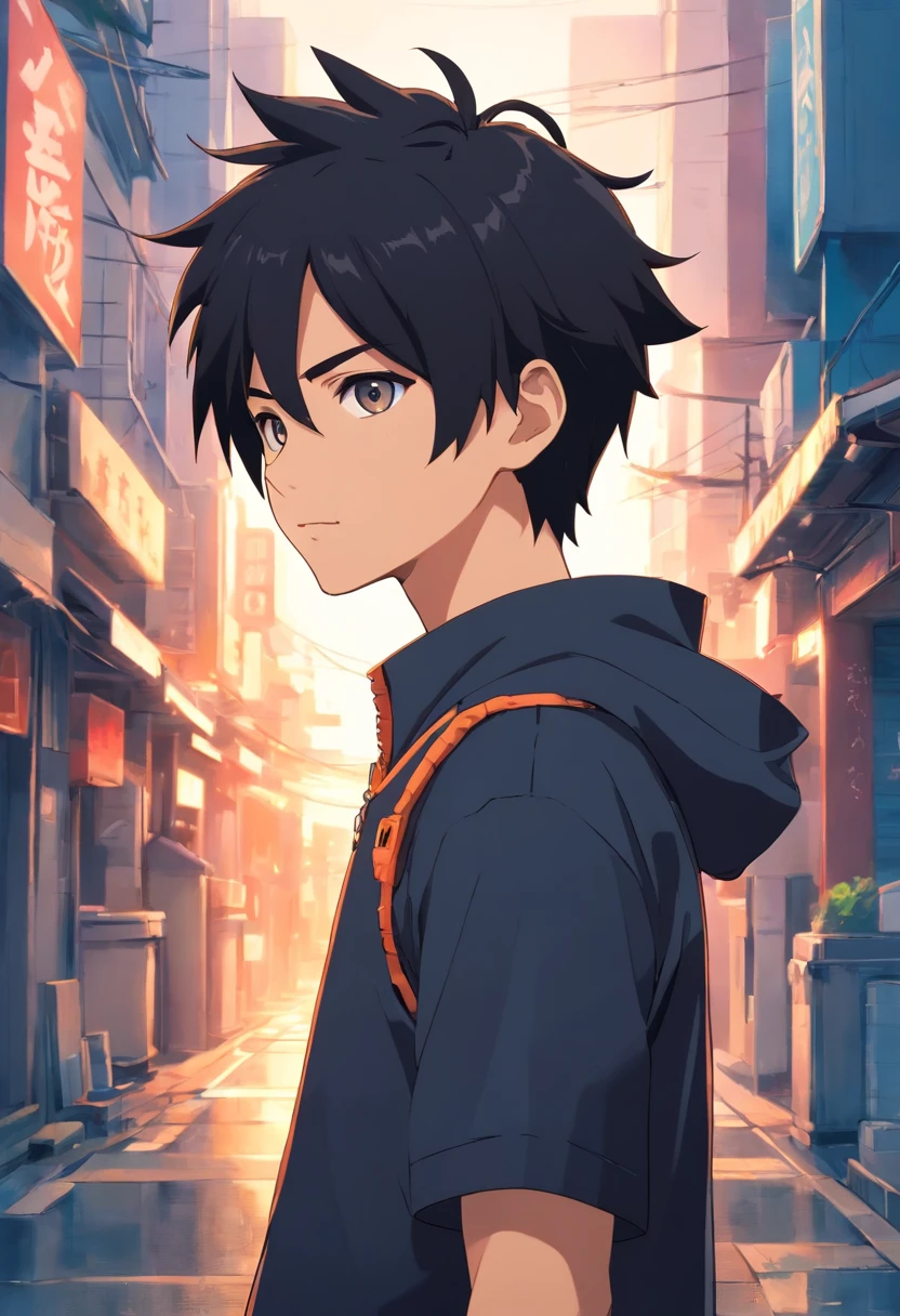um personagem estilo anime do anime naruto cabelo preto 1,77 de altura corpo estetico traje preto do obito homem fundo da foto em quarto escuro