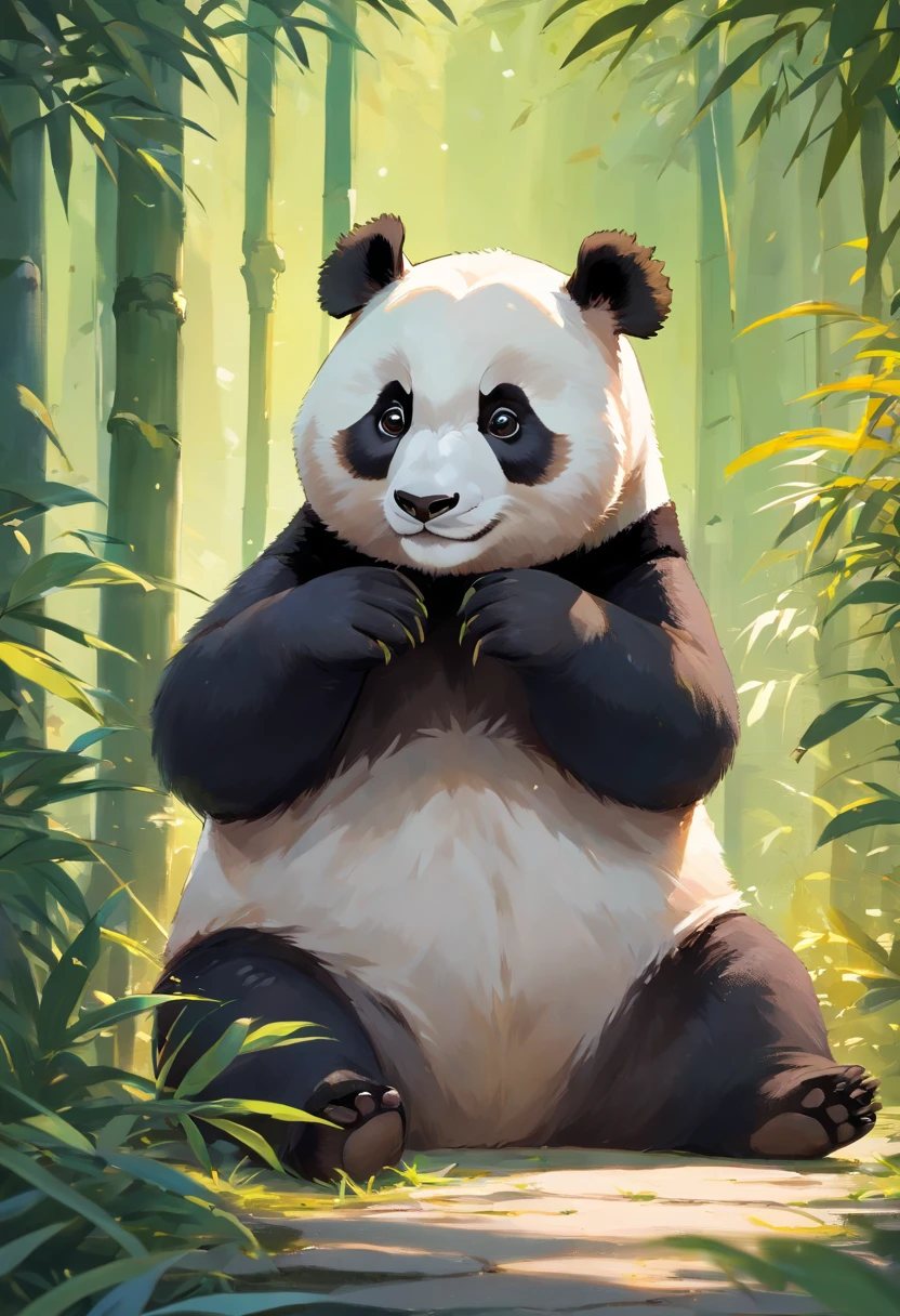 "By capturing the chic Chinese giant pandas、Generate Ultra HD images, Classic panda pose. Use advanced macro photography techniques、Highlight the intricate details of the panda's fur, Erect ears, Expressive eyes and tongue partially protruding. Place the camera at the panda's eye level, Create an intimate connection between the viewer and the panda subject. Achieve a large aperture for shallow depth of field, Gently make the panda stand out clearly against the blurred background. Improve lighting、Emphasize the texture and contours of the panda's body, Use of Software, Remove rough shadows、, Cosy atmosphere. Catch the panda in a relaxed position, But balanced, Show flexibility and elegance. Try to capture the moment with natural motion, Stretching, pubic hair beauty, etc., Convey realism. Implement post-processing techniques to improve image clarity, to contrast, and color balance, Protect all aspects, From the intricate pattern of the panda to its intense gaze, Rendered in amazing detail. finally, Convey the gentle beauty and inherent elegance of the panda, Pandas assimilate with bread、Capture fleeting moments，Celebrate the unique nature of pandas' curiosity and balance."