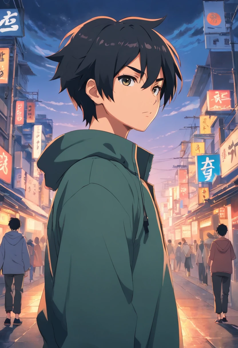 um personagem estilo anime do anime naruto cabelo preto 1,77 de altura corpo estetico traje preto do obito homem fundo da foto em quarto escuro moreno