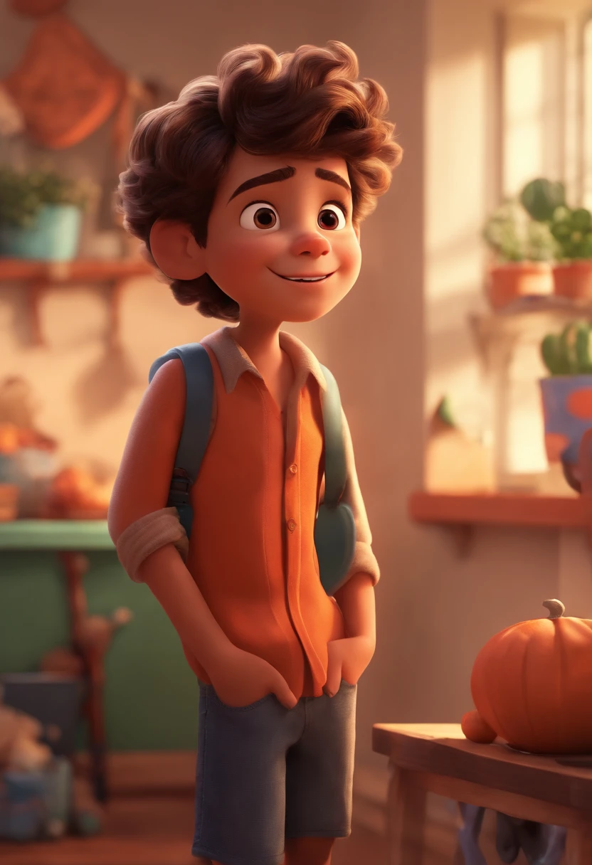 Image of a boy for a story in a YouTube video in Pixar format, He's the allabester, He's the class leader, He's outgoing, Playful and gets up for a lot of things