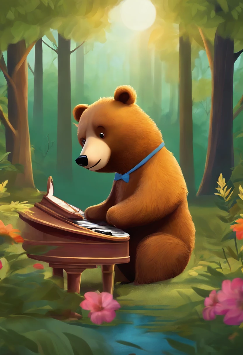 Create a follow-up based on Bible verse 1 Samuel verse 2.Cartoon bear playing piano in forest