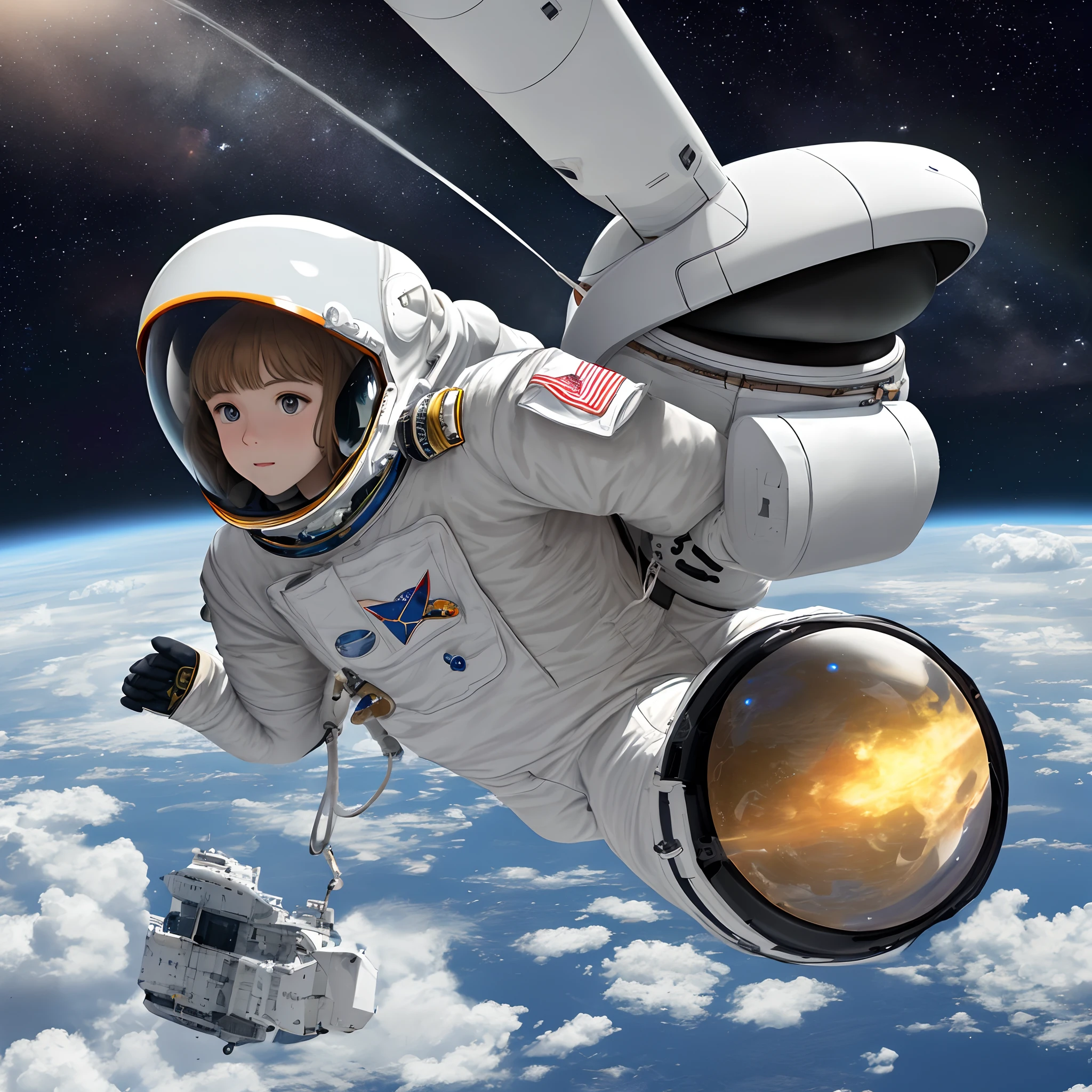 Fusée planète inconnu astronaute dans un style Streamliner