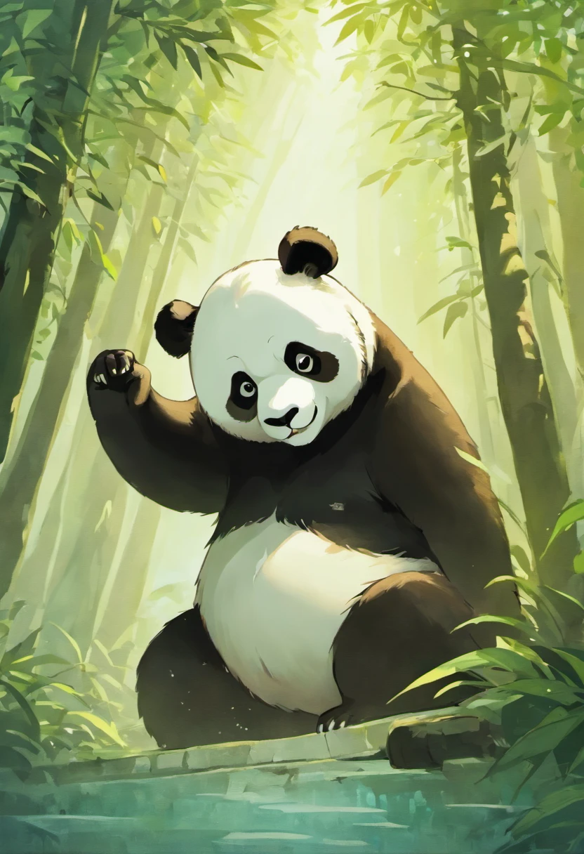 "By capturing the chic Chinese giant pandas、Generate Ultra HD images, Classic panda pose. Use advanced macro photography techniques、Highlight the intricate details of the panda's fur, Erect ears, Expressive eyes and tongue partially protrude. Place the camera at the panda's eye level, Create an intimate connection between the viewer and the panda subject. A large aperture that achieves a shallow depth of field, Gently allow the panda to stand out clearly against the blurred background. Improve lighting、Emphasize the texture and contours of the panda's body, Use of Software, Remove rough shadows、, Cosy atmosphere. Catch the panda in a relaxed pose, But balanced, Show flexibility and elegance. Try to capture the moment with natural motion, Stretching, pubic hair beauty, etc., Convey realism. Implement post-processing techniques to improve image clarity, to contrast, and color balance, Protect all aspects, From the panda's intricate patterns to its intense gaze, Rendered in amazing detail. finally, Convey the gentle beauty and inner elegance of the panda, Pandas assimilate with bread、Capture fleeting moments,Celebrating the uniqueness of giant pandas' curiosity and balance."