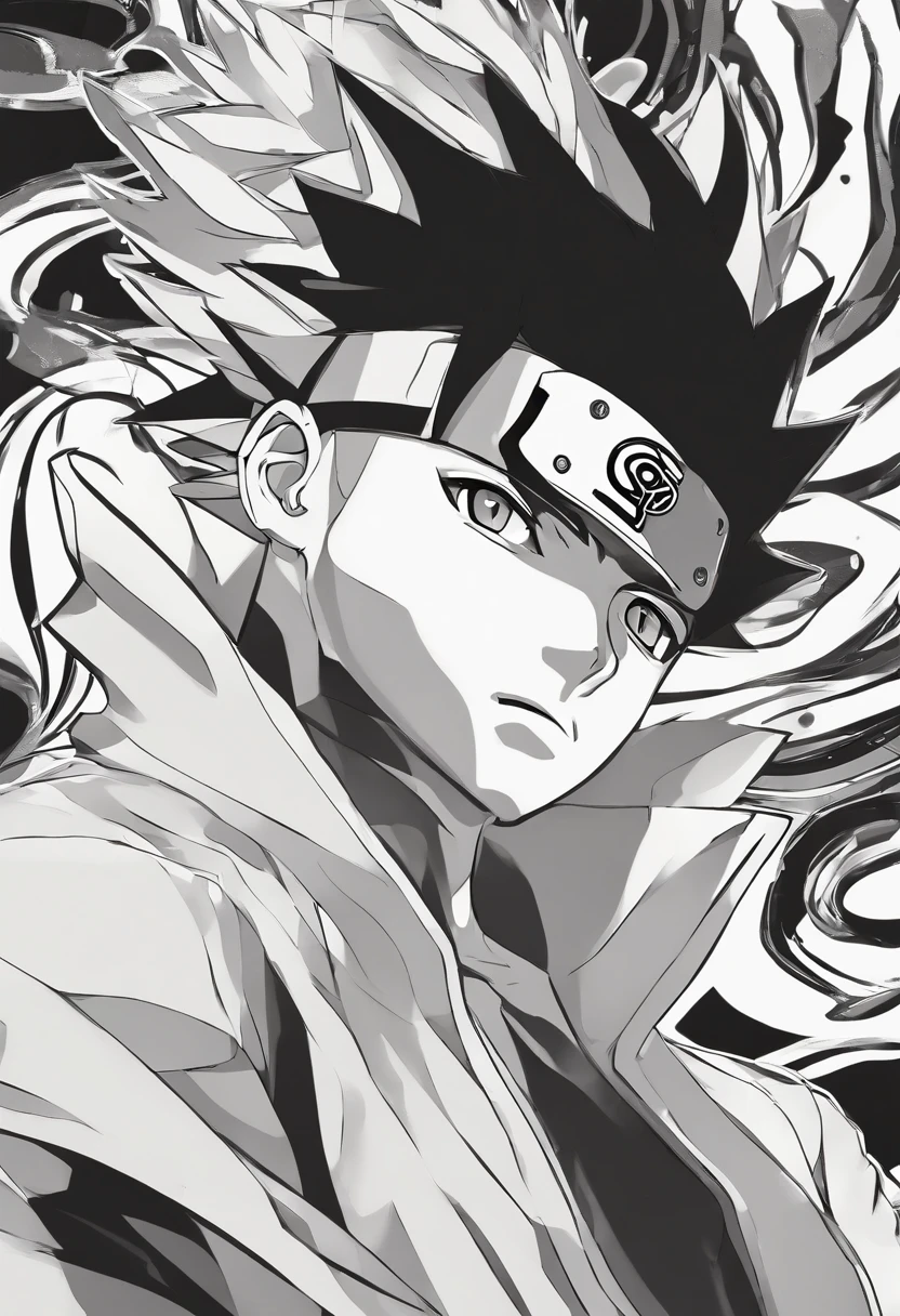 um personagem estilo anime naruto cabelo preto traje preto
