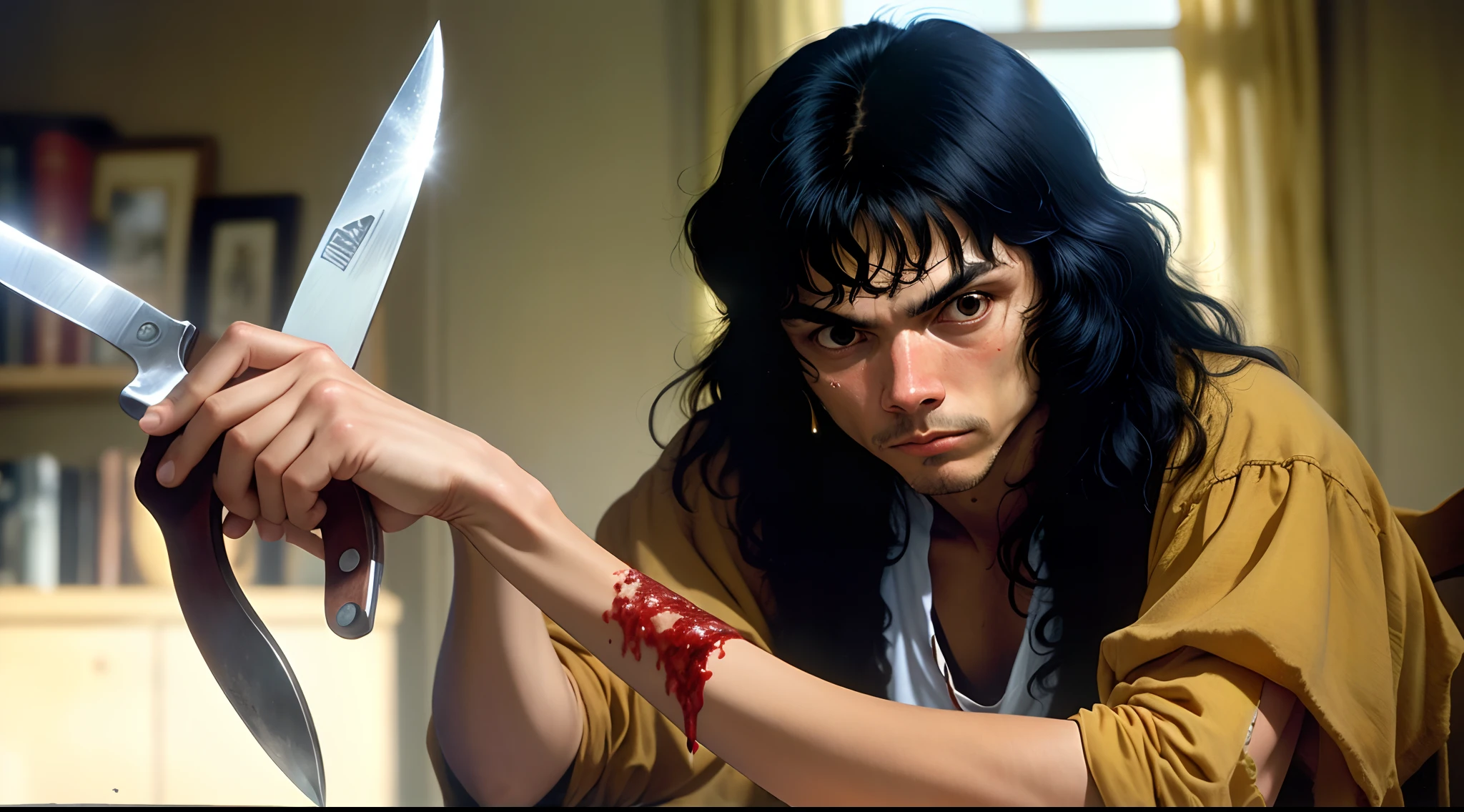 Pictures of Richard Ramirez with a bloody knife