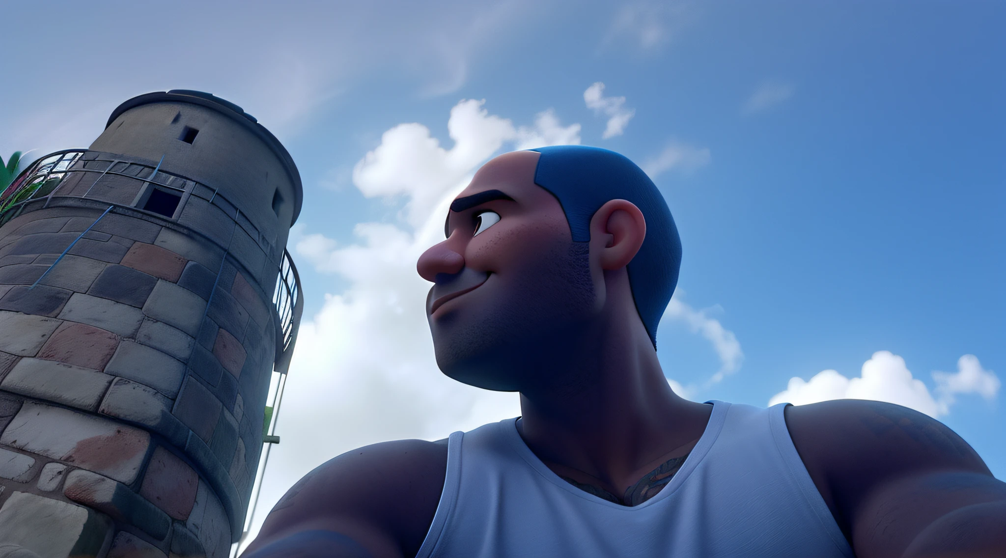 um homem moreno careca estilo disney pixar alta qualidade melhor qualidade