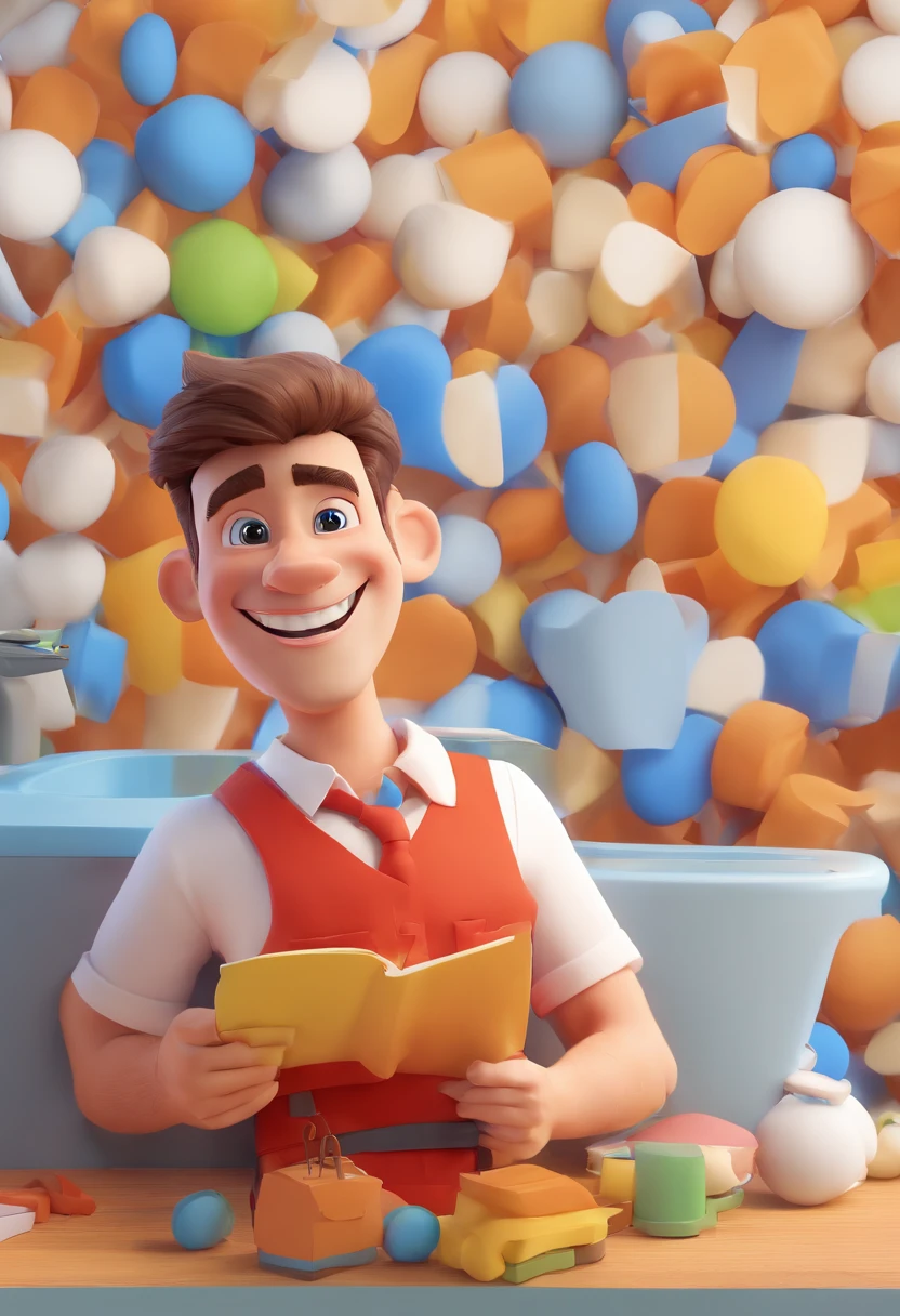 Smiling Man Illustration, sorriso insano, Homem de pele marrom com um sorriso gigante, happily smiling at the camera, sorriso atrevido, he's smiling, sorriso muito grande, Macho sorridente, foto de perfil headshot, rindo sorriso enorme, desenhando no estilo de Arte 3D, c4d, fundo de cor branco puro, estilo disney, estilo pixar render ilustracao Super Detalhe, 8k