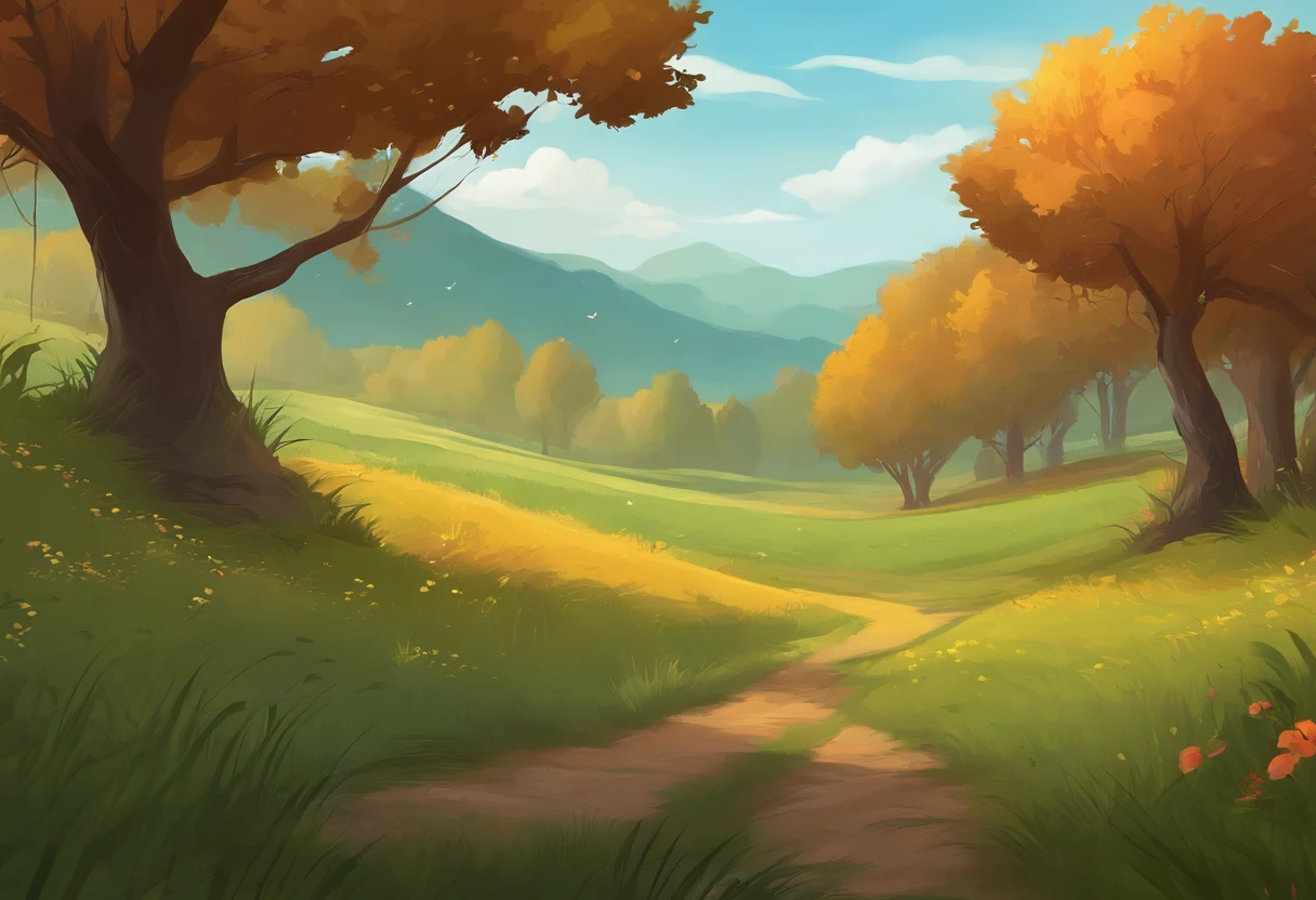 Background illustration for 2D game, Pluie dans les plaines, herbe, Background Battlefield, High quality, Illustration HD,